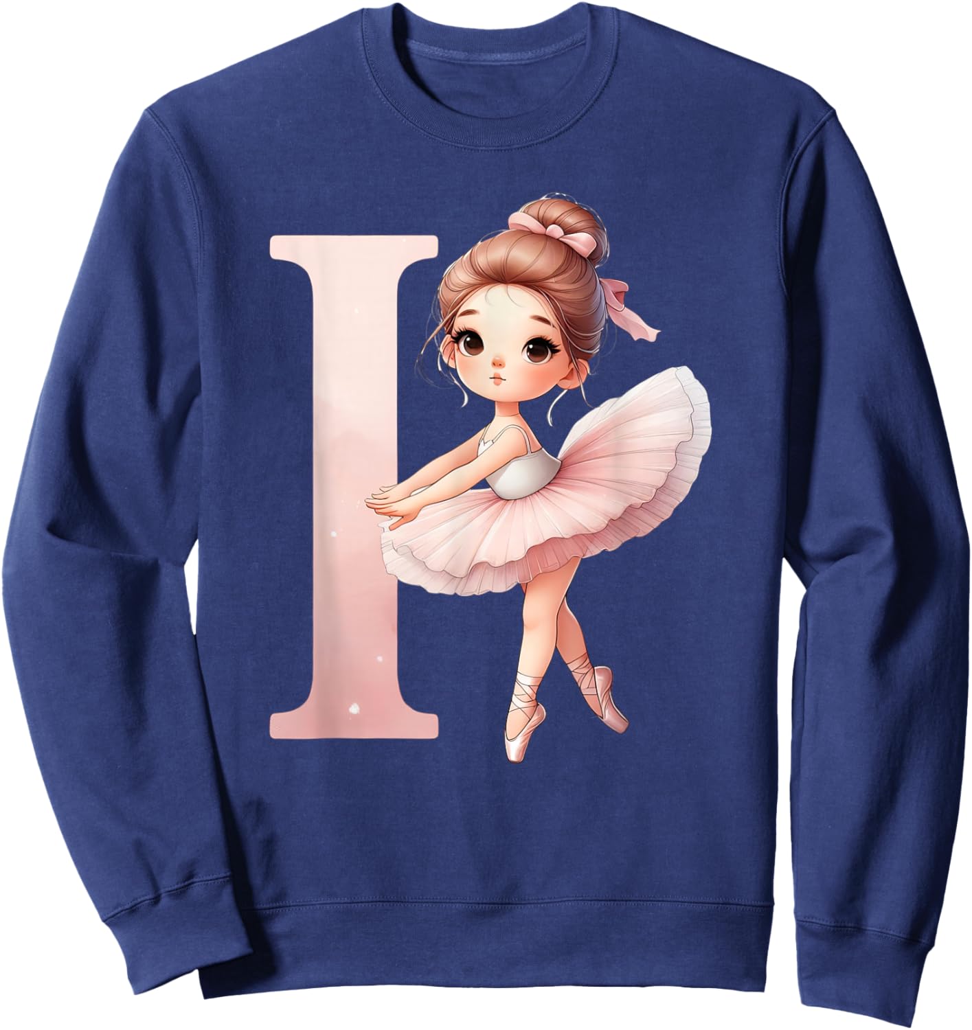 Ballerina Girl Dancing Name First Letter I Girly Tutu Ballet Sweatshirt - Sweatshirt | Navy