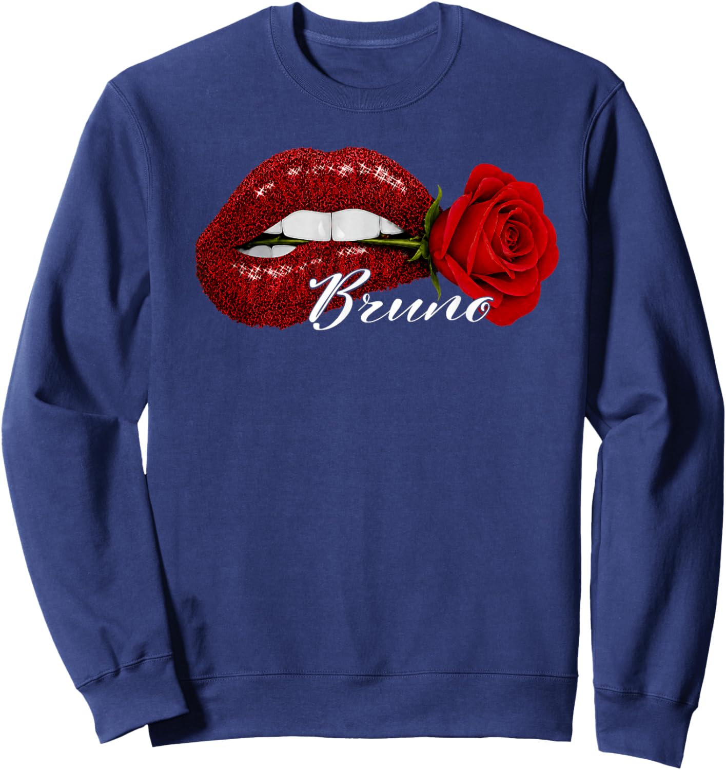 Cute Bruno Lover Red Lips Women Kids Sweatshirt - Sweatshirt | Navy