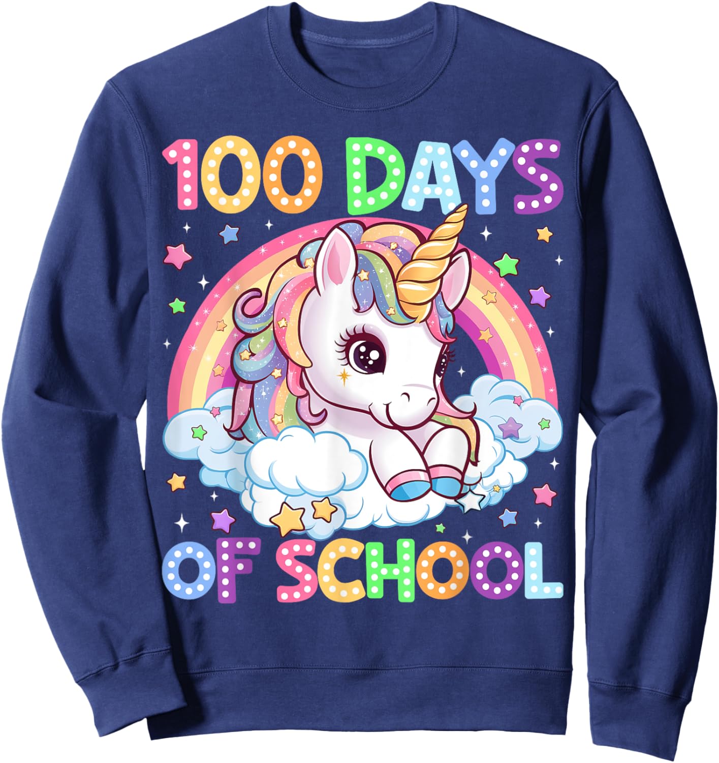 100 Days Of School Unicorn 100th Day Of School Teacher Kids Sweatshirt - Sweatshirt | Navy