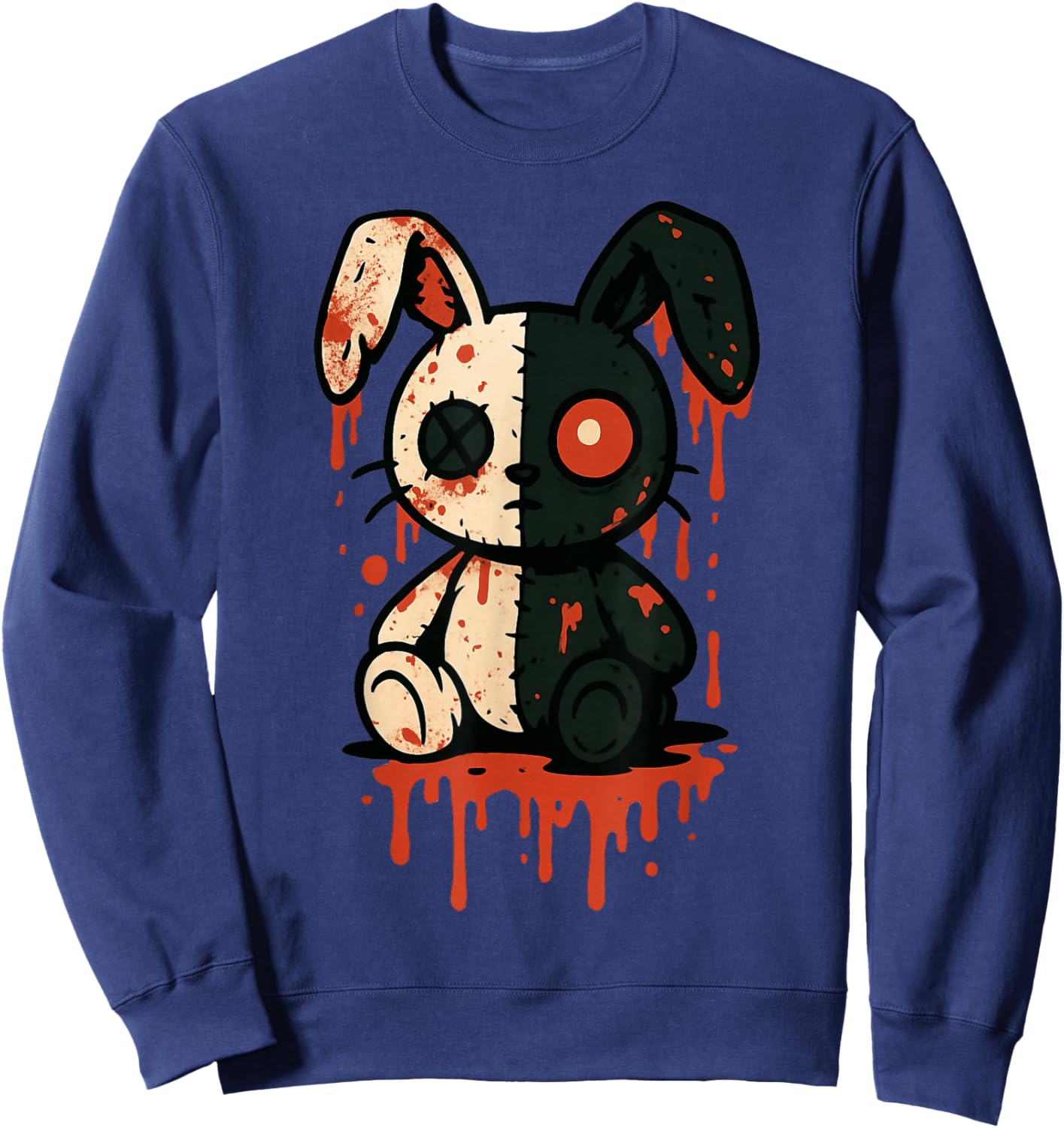Dark Horror Goth Bunny Creepy Doll Aesthetic Rabbit Scary Sweatshirt - Sweatshirt | Navy