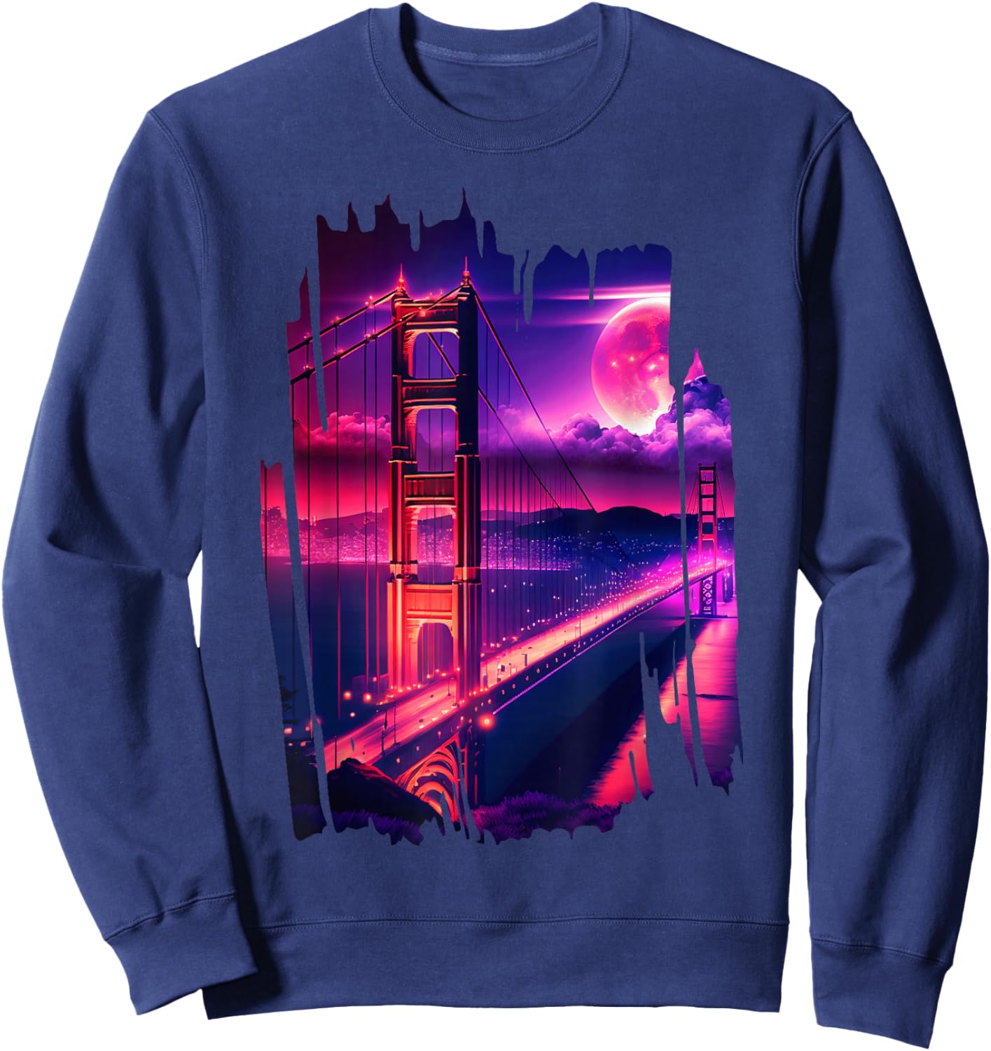 San Francisco Vaporwave Aesthetic Retro Style I Love SF Sweatshirt - Sweatshirt | Navy