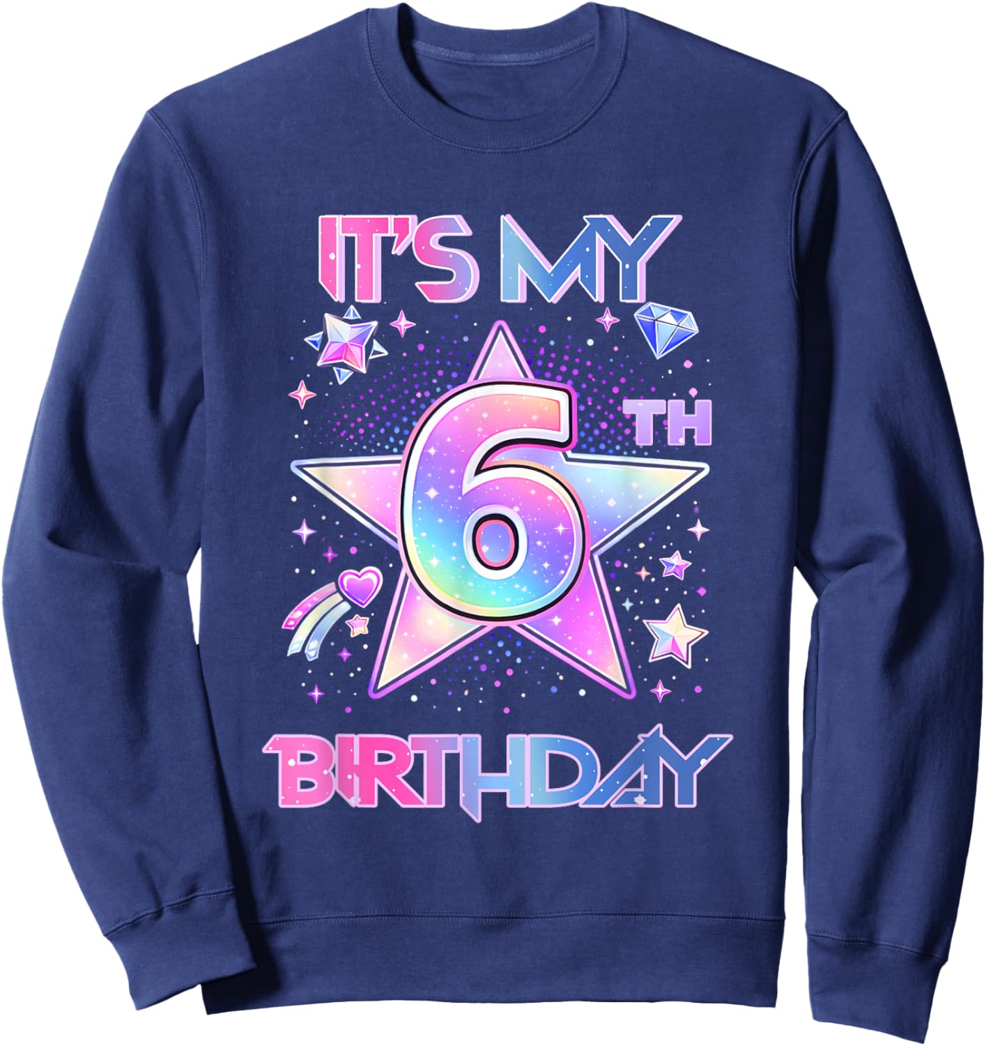 It's My 6Th Birthday K-Pop 6 Years Old Birthday Girl Kids Sweatshirt - Sweatshirt | Navy