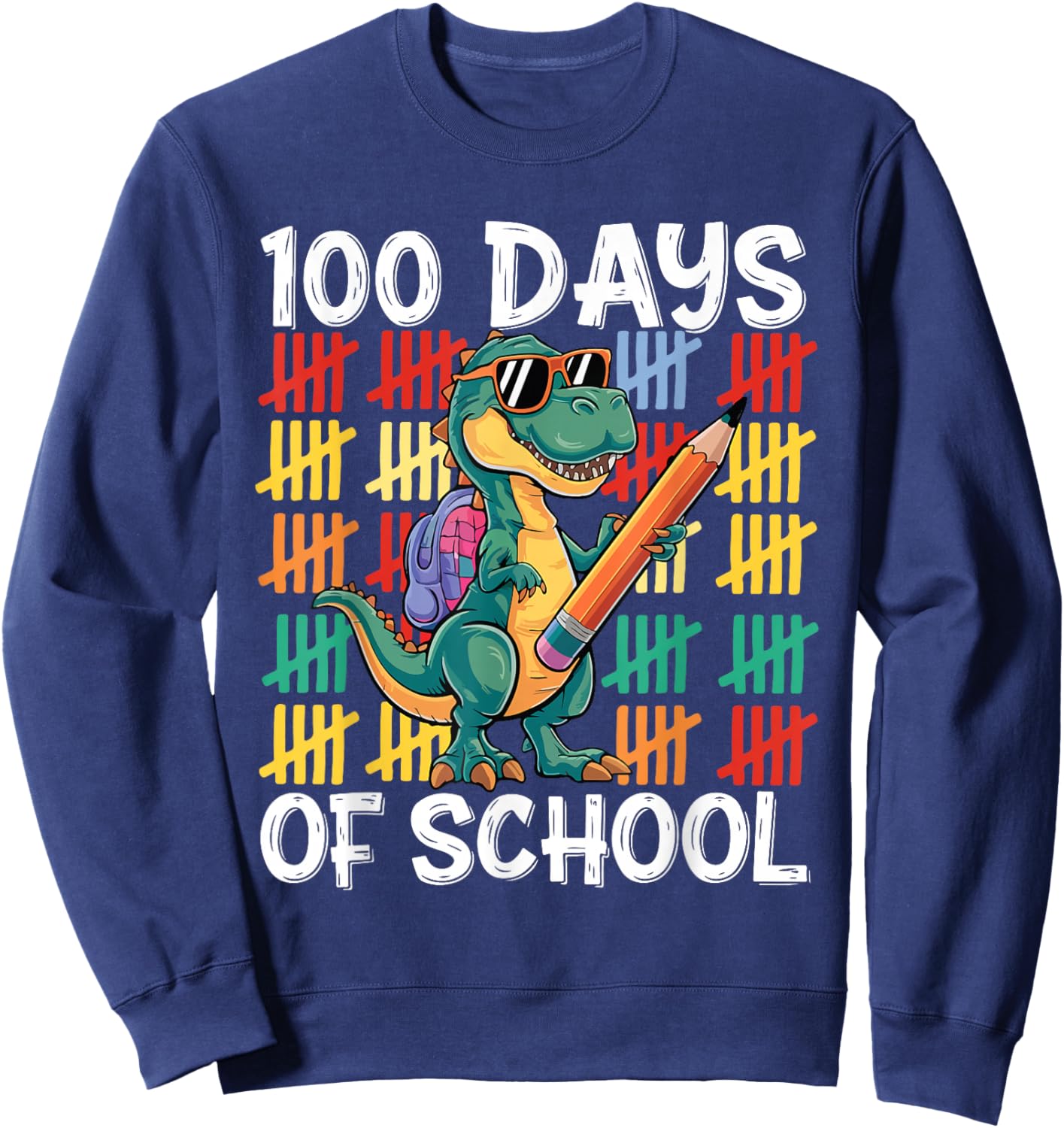 100th Day Of School Costume For Kids Girls Boys 100 Days Sweatshirt - Sweatshirt | Navy