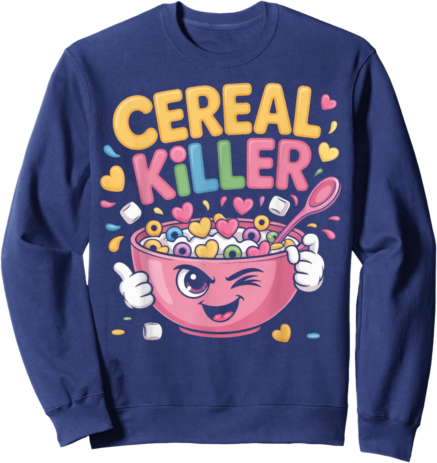 Cereal Killer Cute Breakfast Pun Graphic Sweatshirt - Sweatshirt | Navy