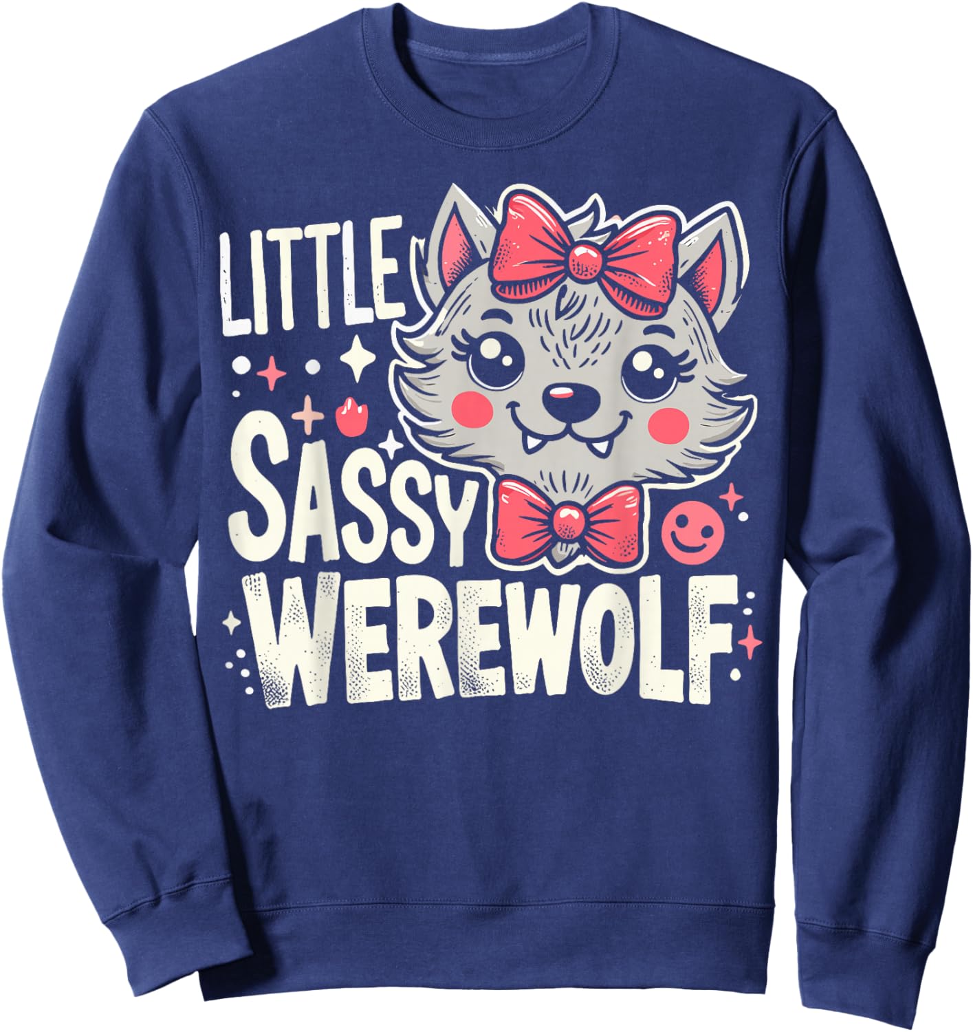 Kids Little Sassy Werewolf Halloween Costume For Girls Women Sweatshirt - Sweatshirt | Navy