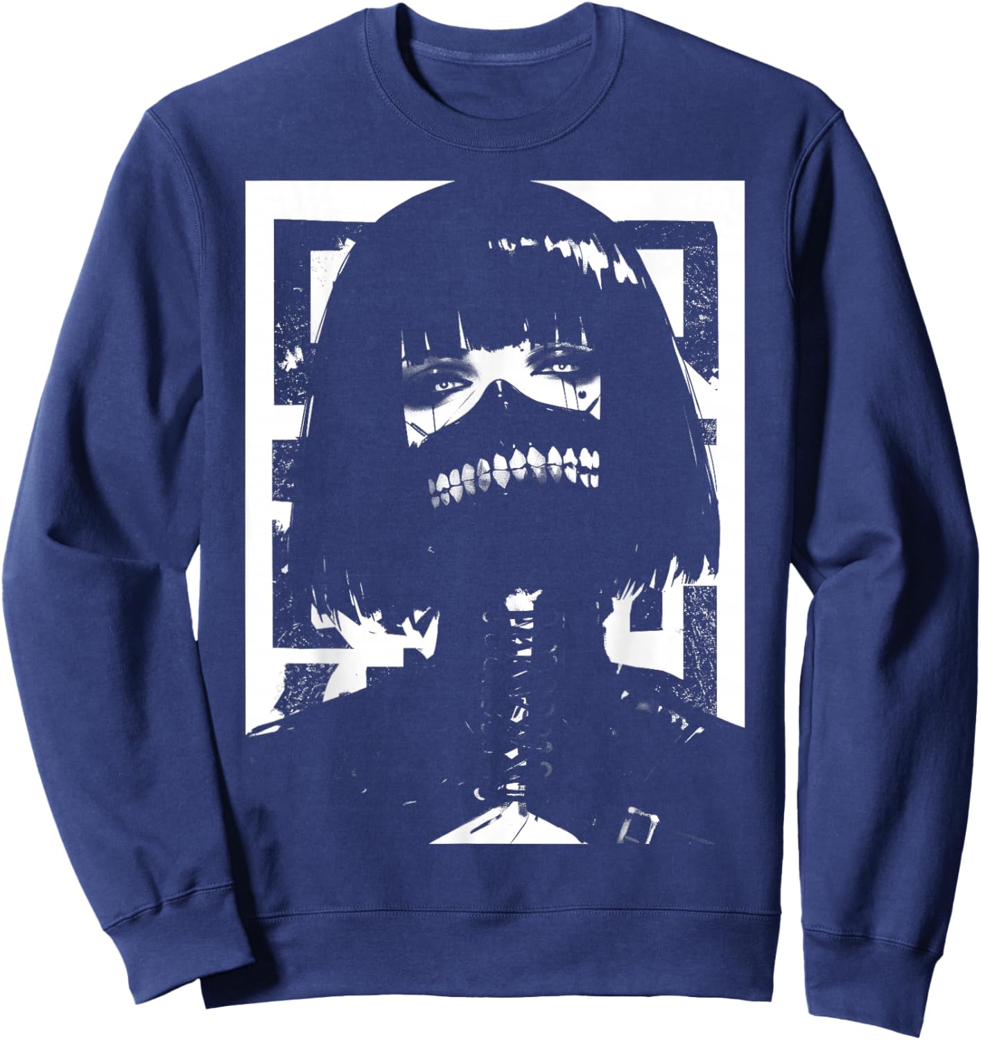 Horror Techwear Ghoul Girl Cybergoth Gothic Anime Manga Sweatshirt - Sweatshirt | Navy