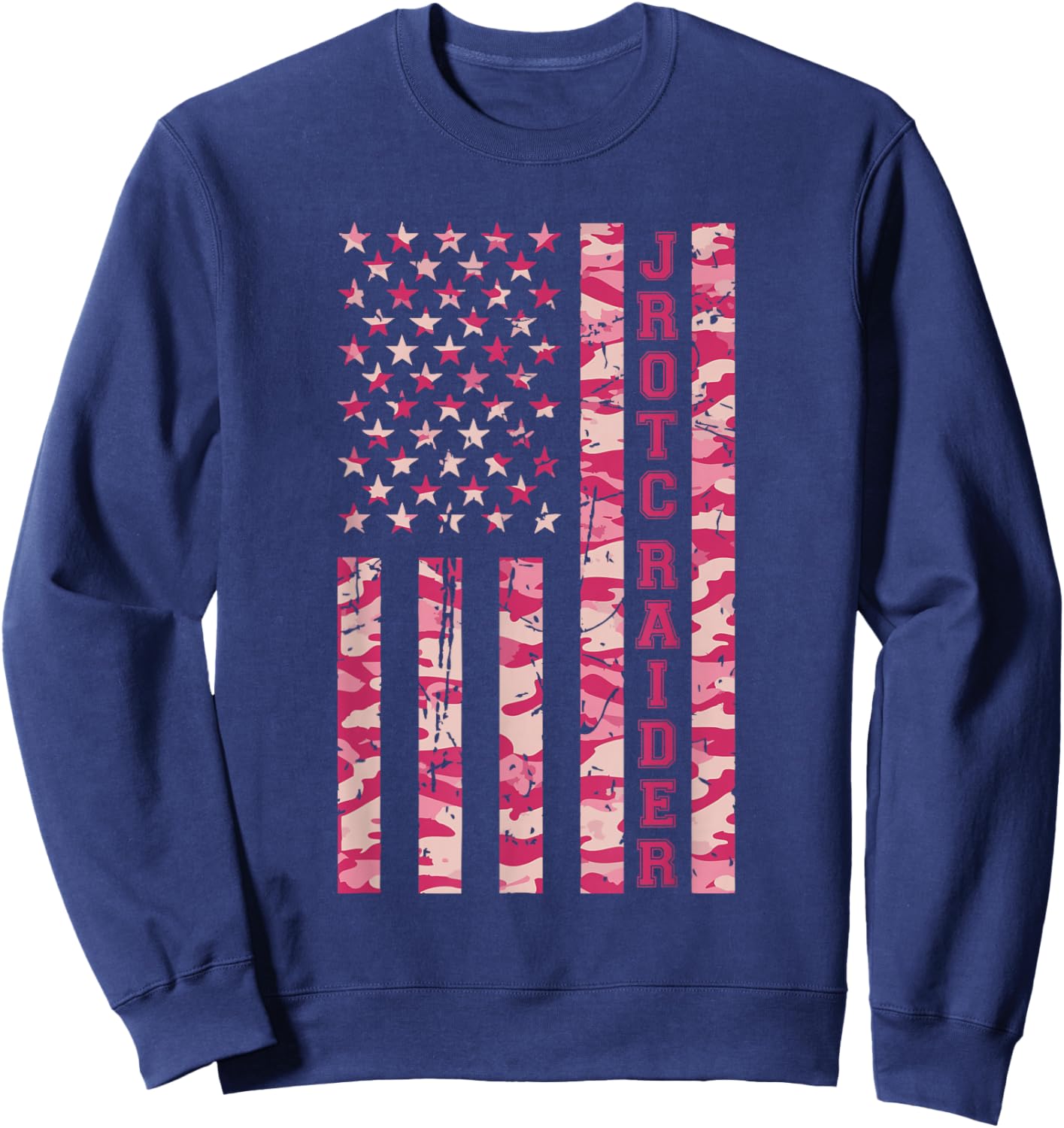 JROTC Raider Competition Fitness Cadet Pink Camo USA Flag Sweatshirt - Sweatshirt | Navy
