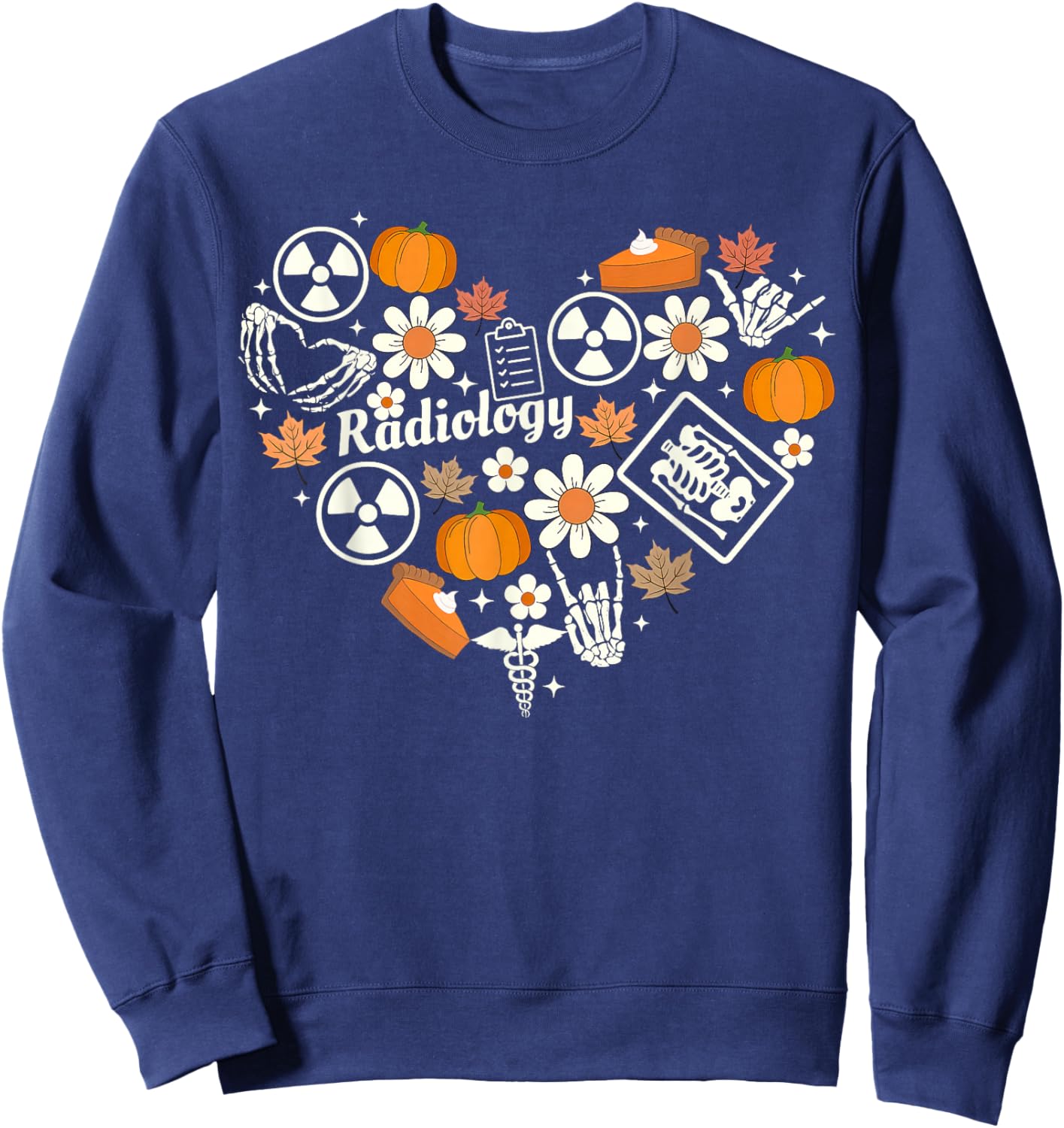 Radiology Fall Heart Xray Tech Autumn Pumpkin Thanksgiving Sweatshirt - Sweatshirt | Navy