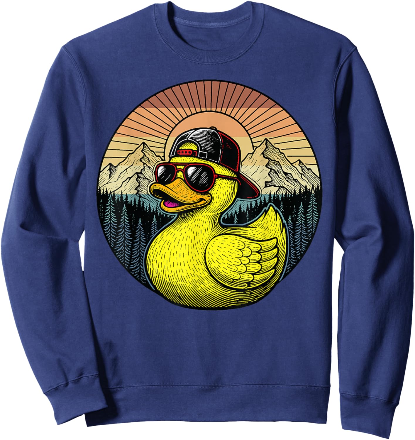 Cool Rubber Duck Sunglasses Funny Duckie Retro Duckling Gift Sweatshirt - Sweatshirt | Navy