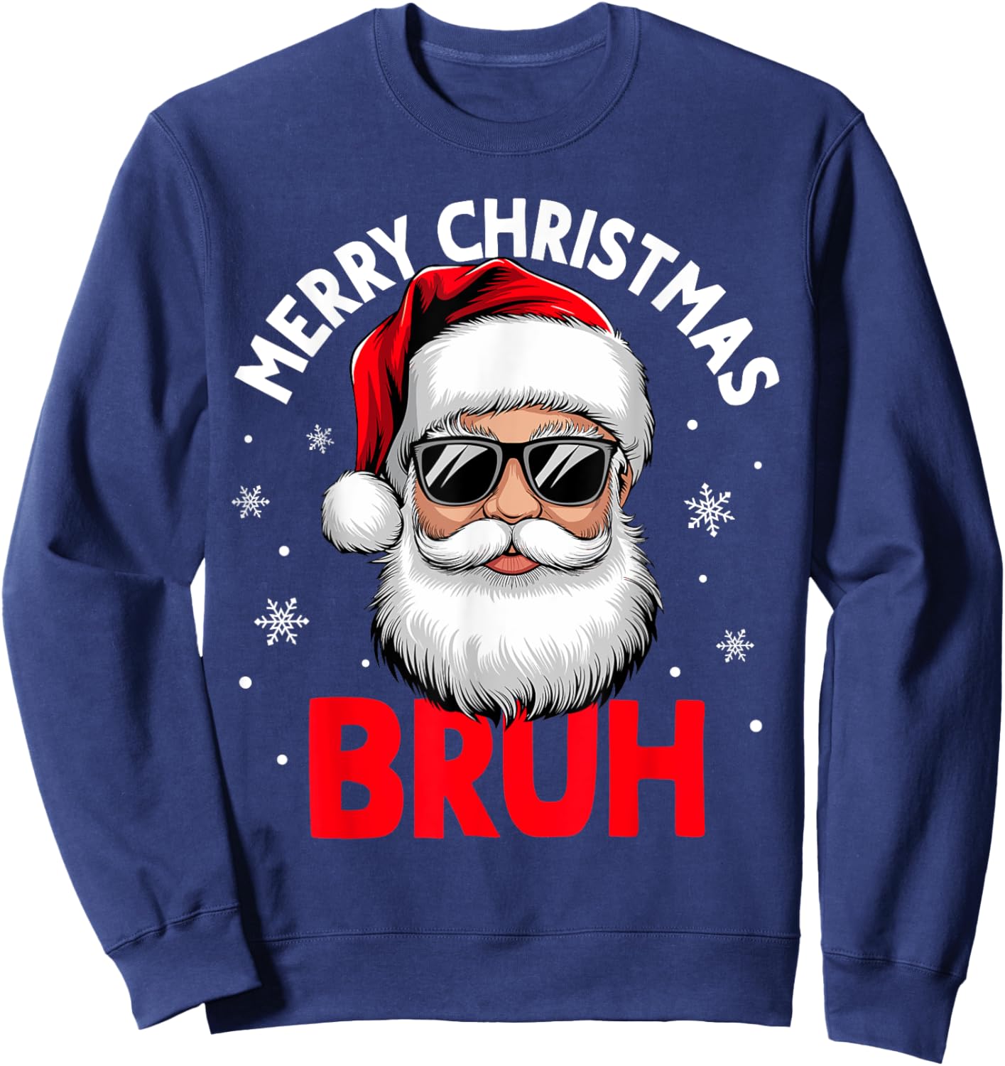 Merry Christmas Bruh Funny Santa Claus Retro Men Women Kids Sweatshirt - Sweatshirt | Navy