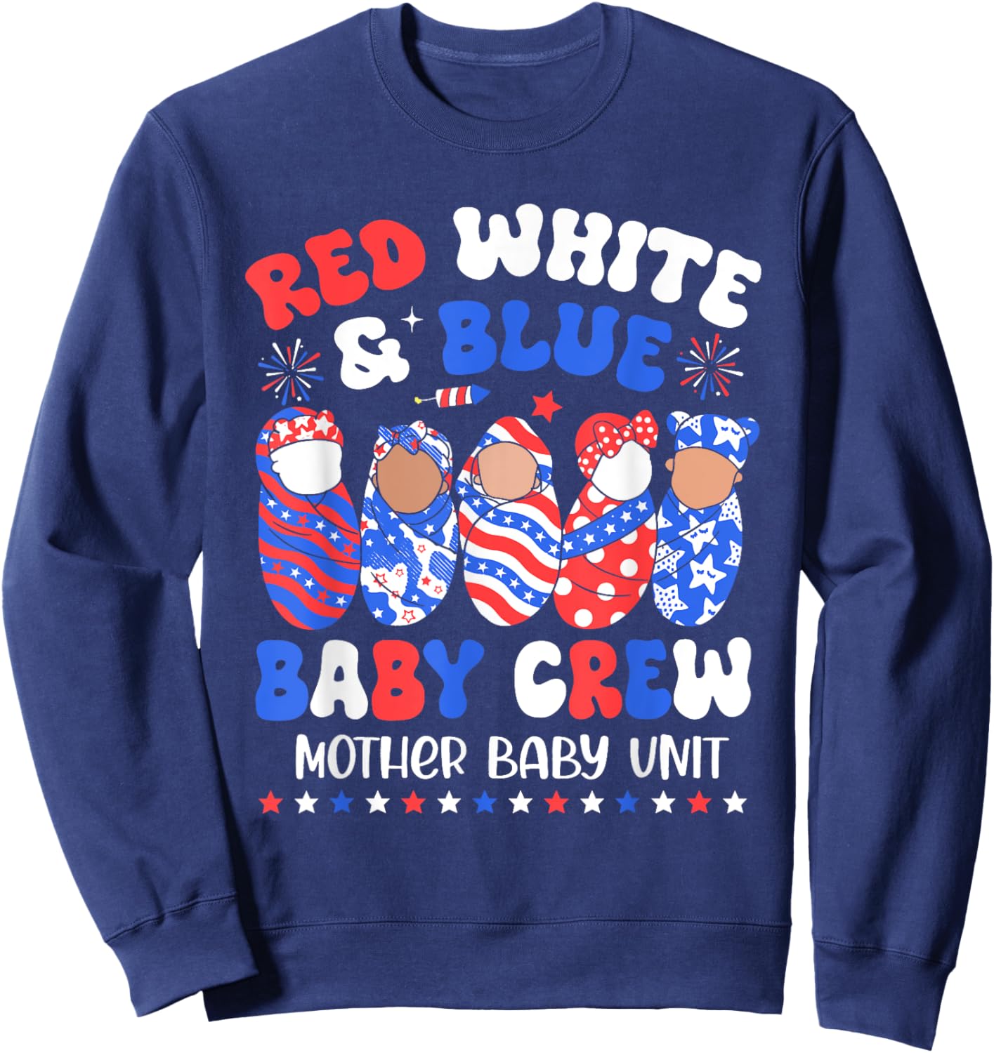 Retro Red White Blue Baby Crew Mother Baby Unit 4th Of July Men Sweatshirt - Sweatshirt | Navy