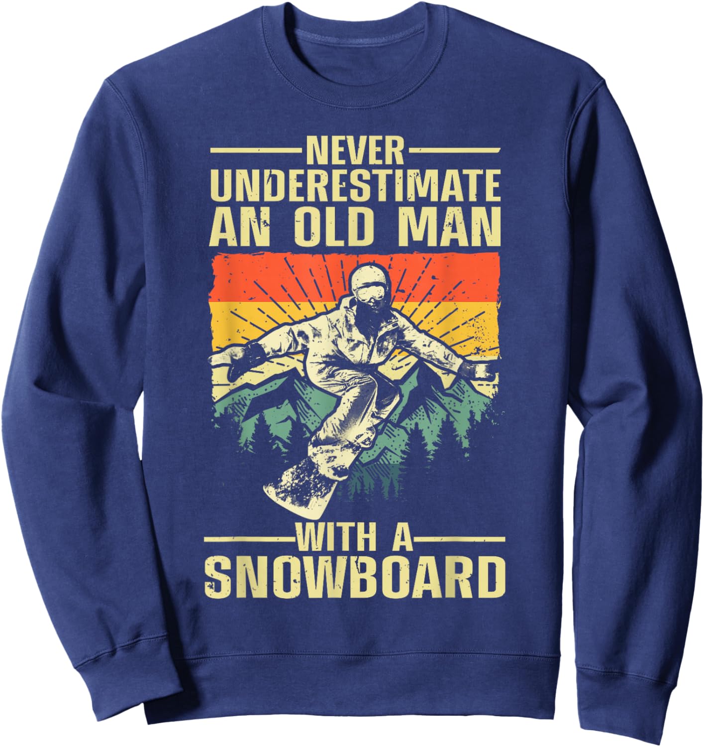 Cool Snowboarding Art Grandpa Dad Winter Snowboarder Sweatshirt - Sweatshirt | Navy