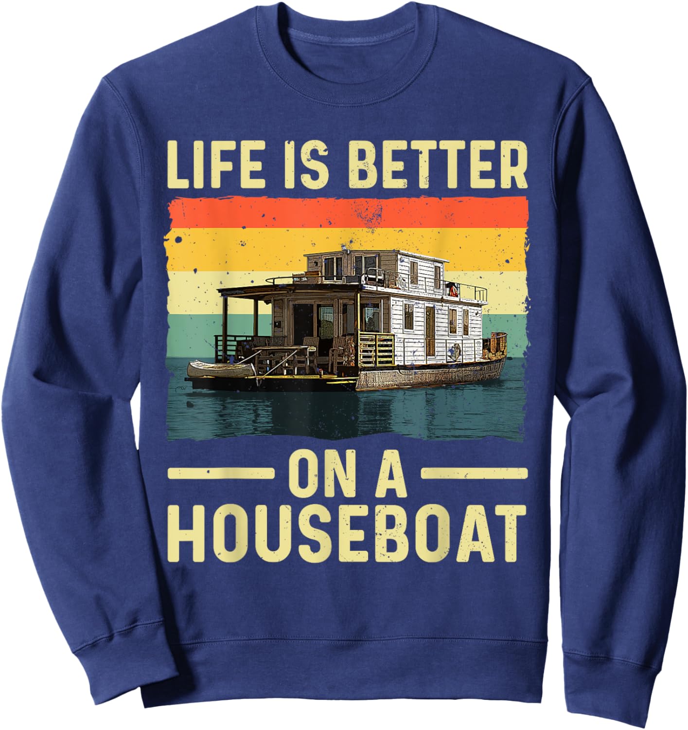 Cool Houseboat Design Women Boat Houseboat Captain Sweatshirt - Sweatshirt | Navy