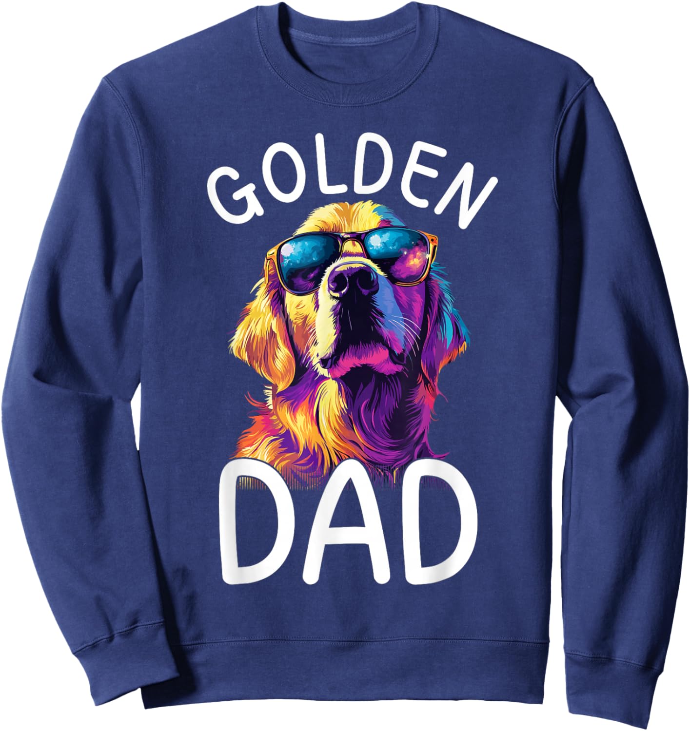 Golden Retriever Lovers Pop Art Golden Retriever Dad Sweatshirt - Sweatshirt | Navy