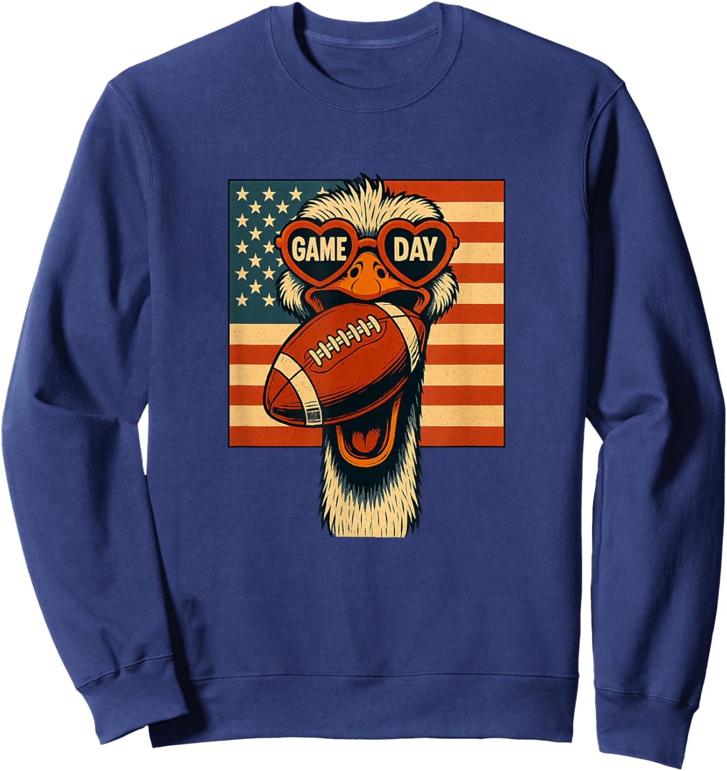 Autruche Amusant Football Retro Game Day Sweatshirt - Sweatshirt | Navy