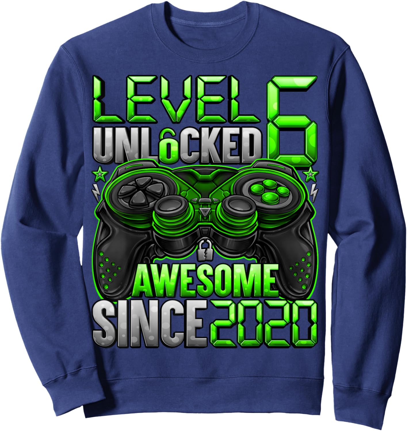 Level 6 Unlocked 6 Year Old Gifts for Boys 6th Birthday Boy Sweatshirt - Sweatshirt | Navy