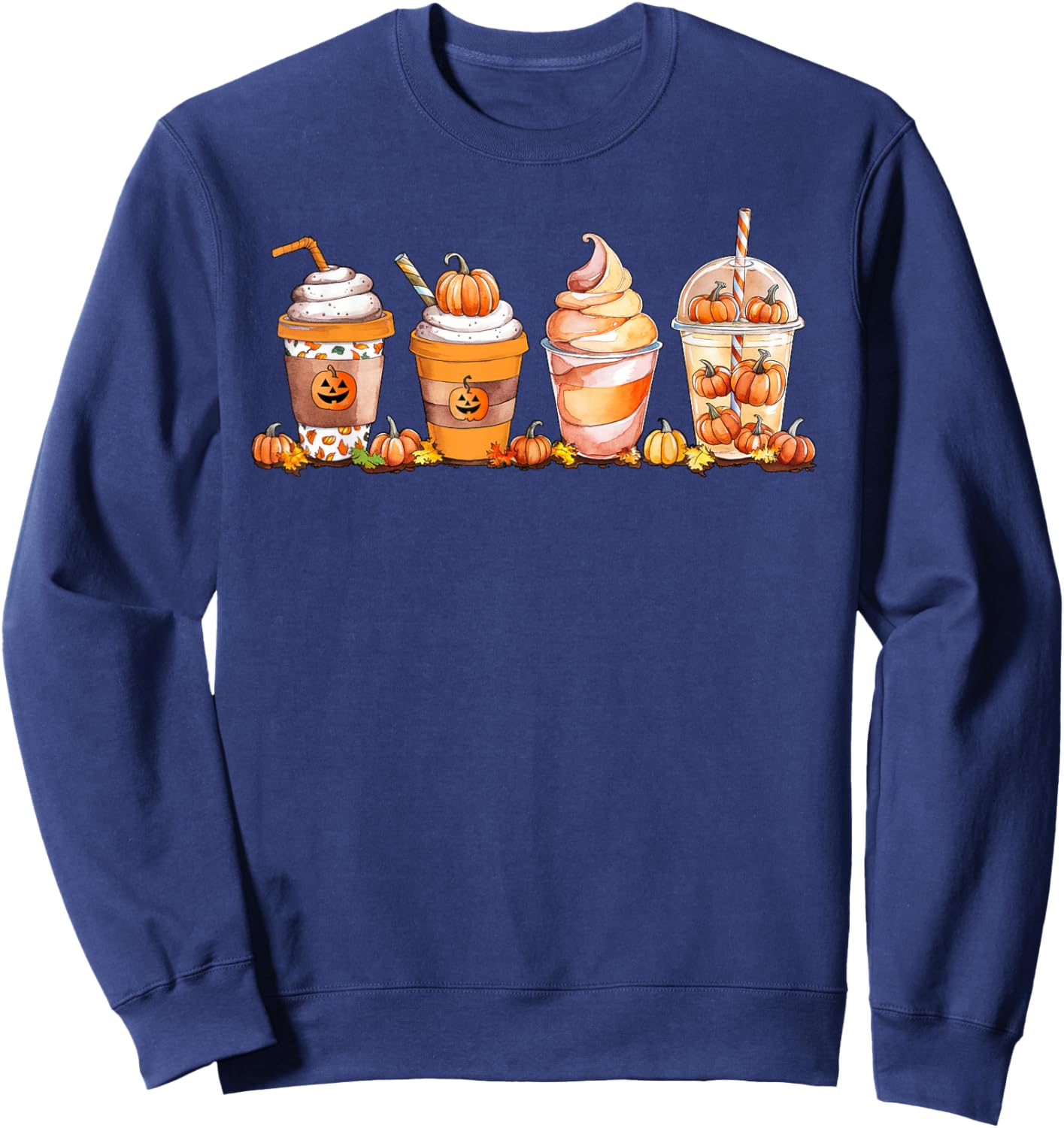Pumpkin Spice Latte, Fall Coffee, Pumpkin Spice Thanksgiving Sweatshirt - Sweatshirt | Navy