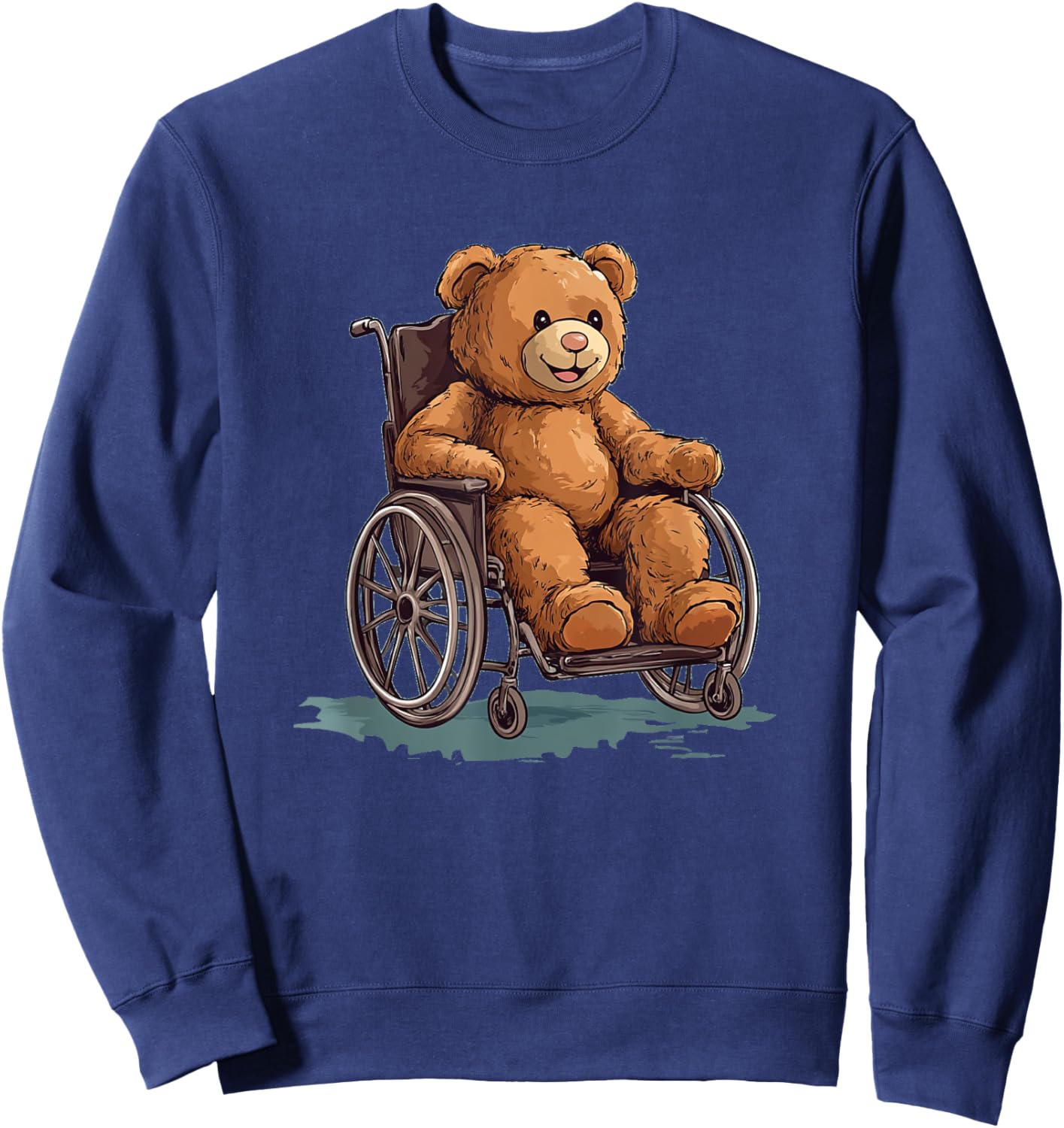 Cuddly Teddy Bear in a Wheelchair Outfit for Boys and Girls Sweatshirt - Sweatshirt | Navy