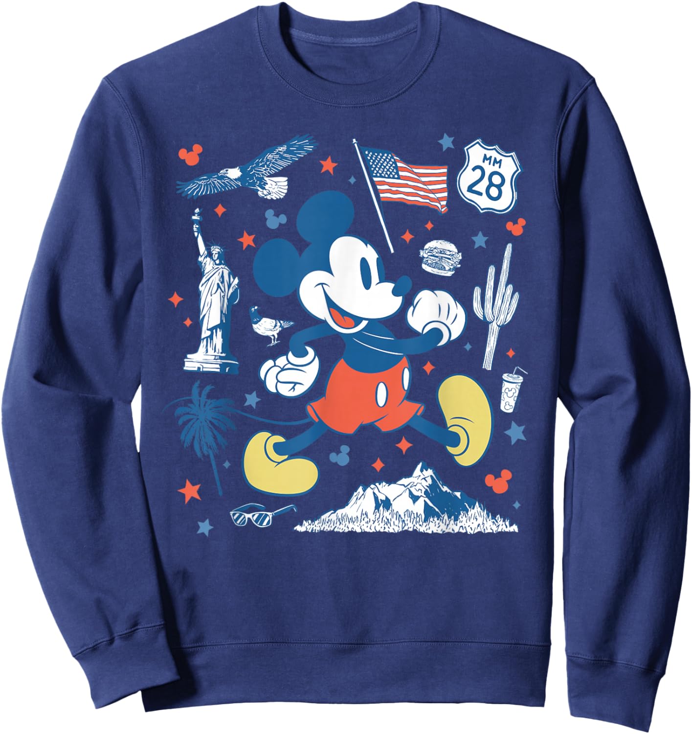 Disney Mickey Mouse USA Americana Collage 4th of July 250th Sweatshirt - Sweatshirt | Navy
