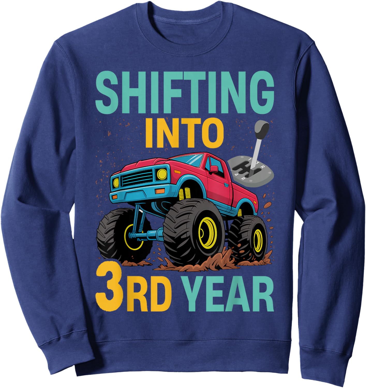 Shifting into 3rd Year Third Racing Car Theme Birthday Boy Sweatshirt - Sweatshirt | Navy