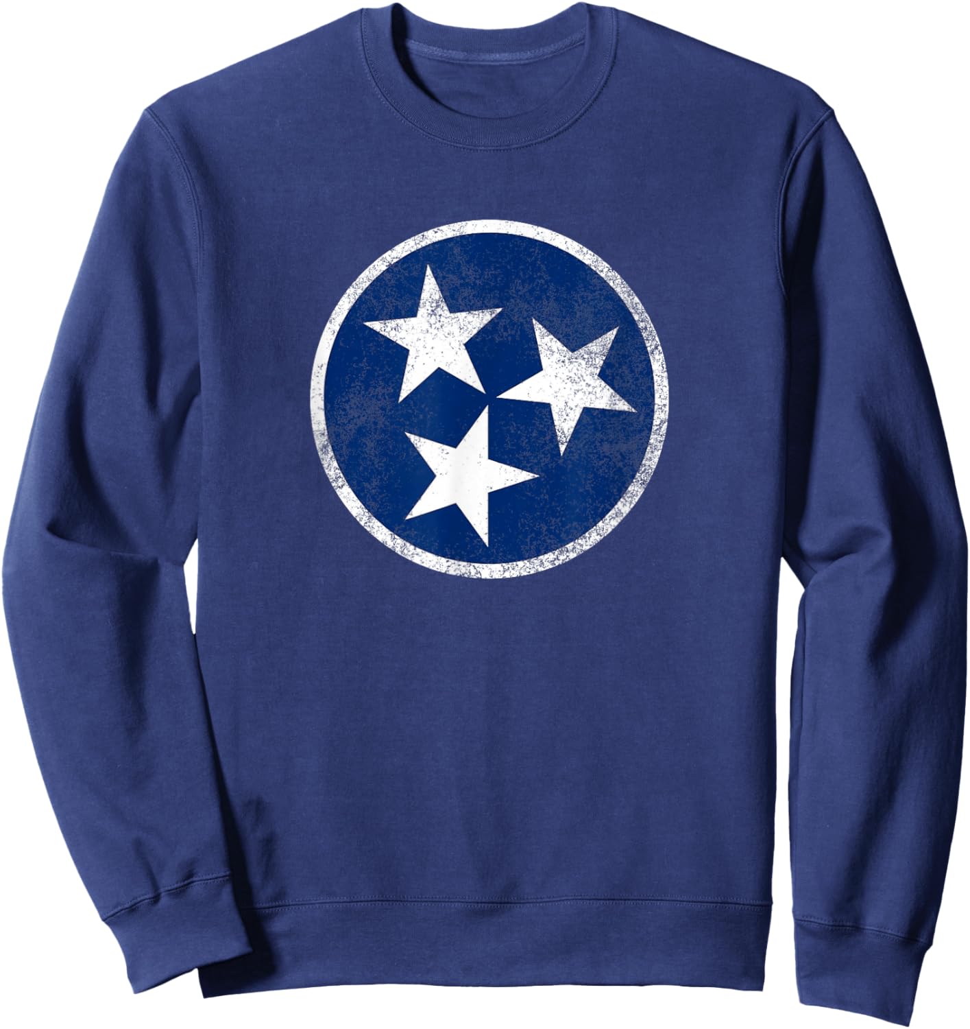 Tennessee Flag Tristar Logo Retro Vintage Distressed Sweatshirt - Sweatshirt | Navy