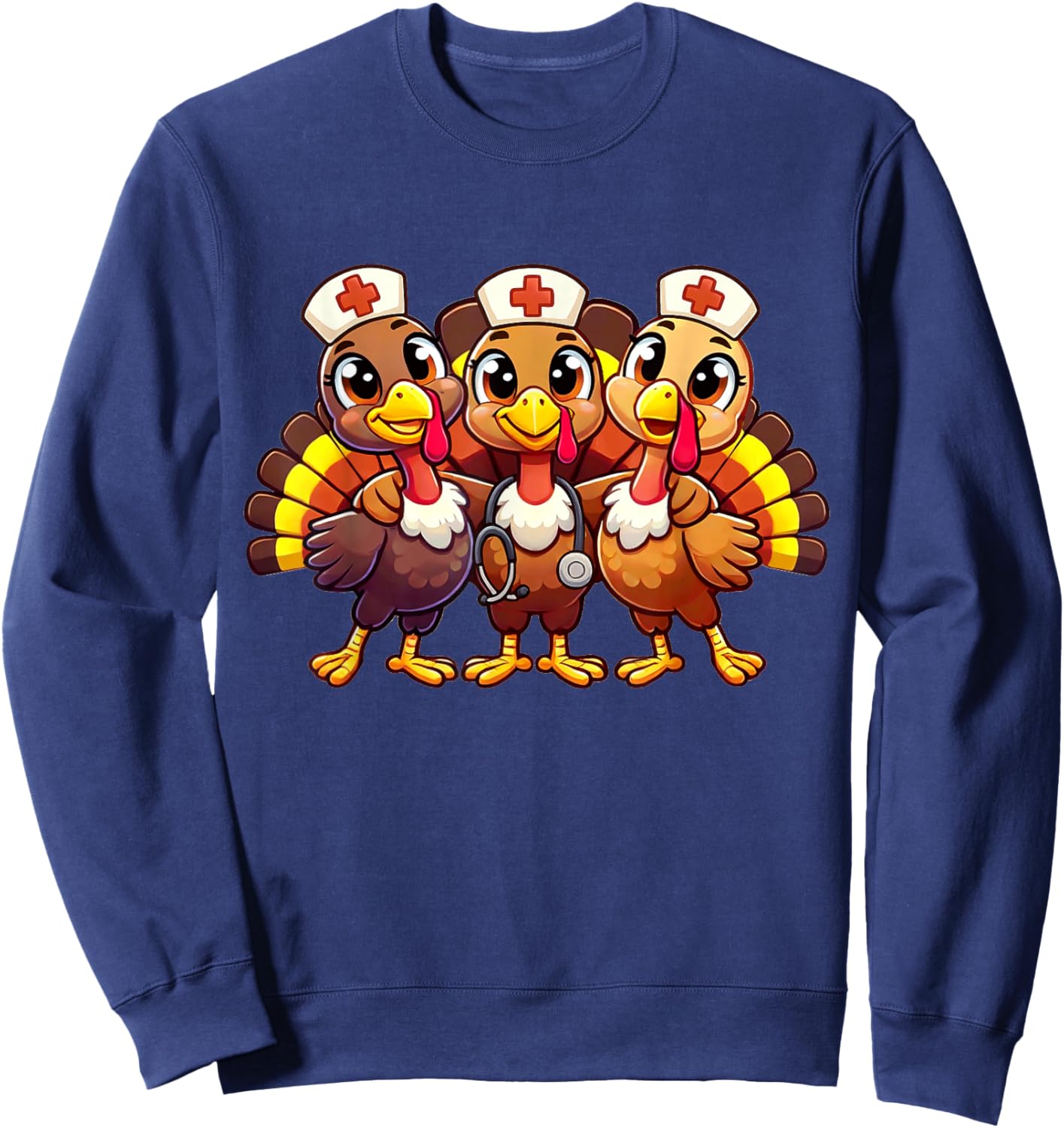 Thanksgiving Nursing Design Turkey Nurse Women Sweatshirt - Sweatshirt | Navy