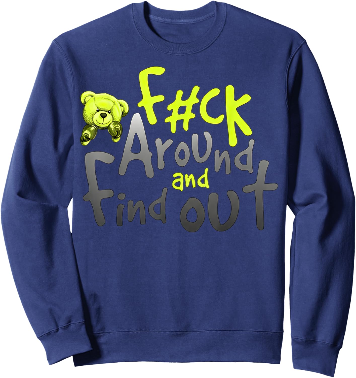 Neon Yellow Black Cool Grey Graphic Match Sweatshirt - Sweatshirt | Navy