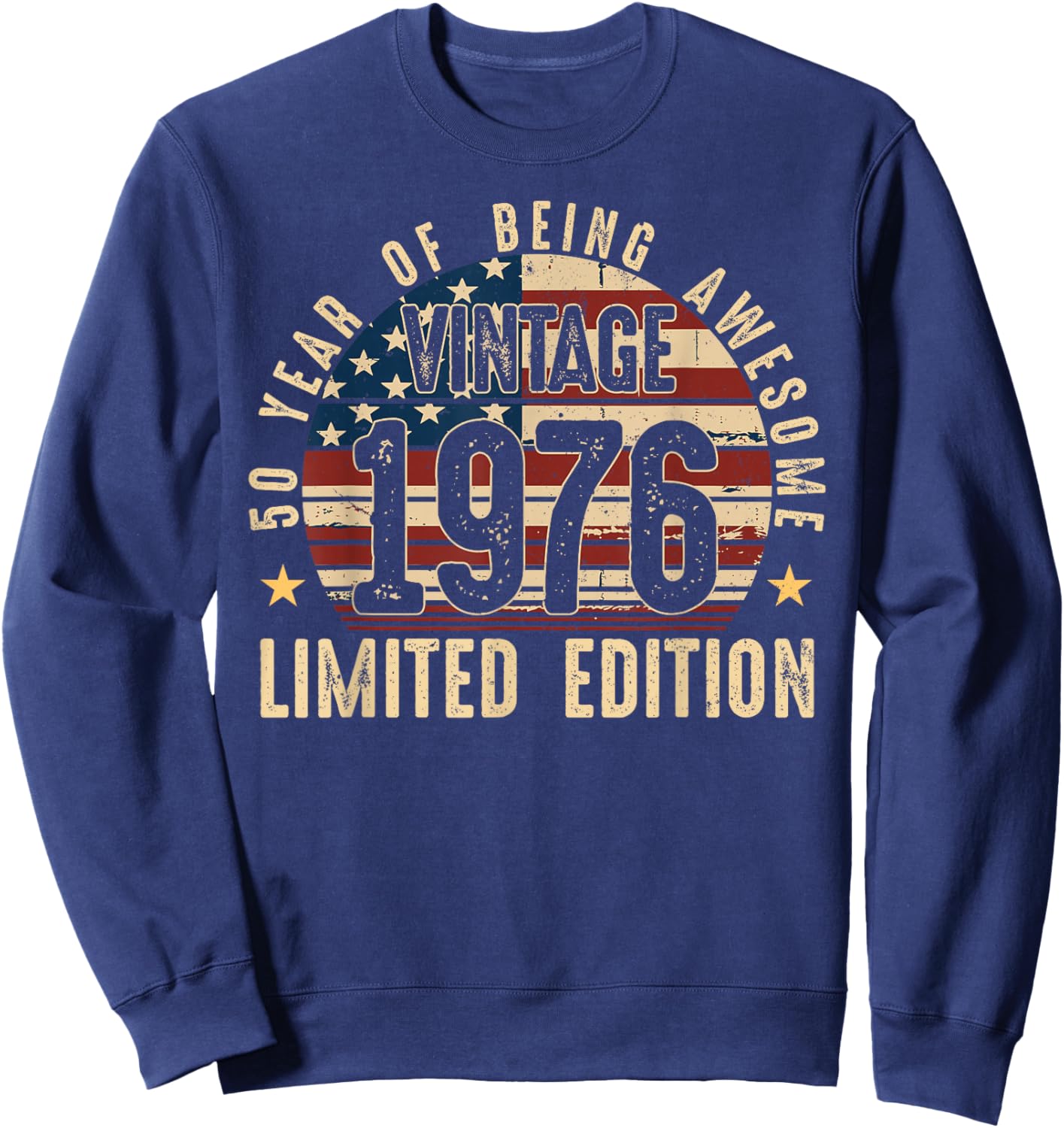 50th Birthday Gift Vintage Born 1976 Turning 50 Years Old Sweatshirt - Sweatshirt | Navy
