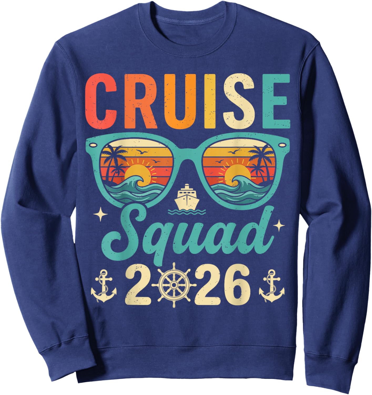 Retro Cruise Squad 2026 Family Matching Cruise Sweatshirt - Sweatshirt | Navy
