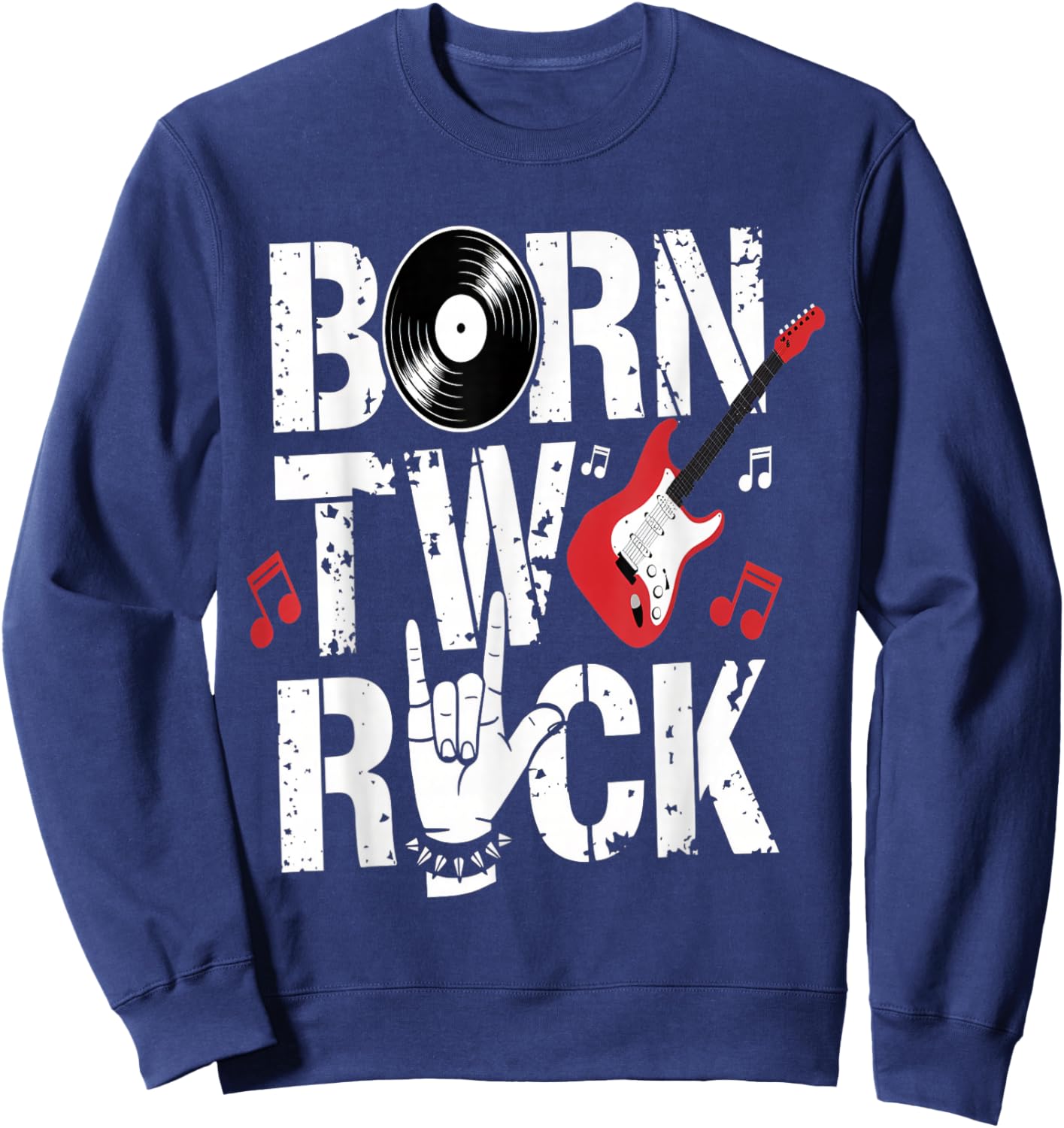 Born Two Rock 2nd Birthday Guitar Design Sweatshirt - Sweatshirt | Navy