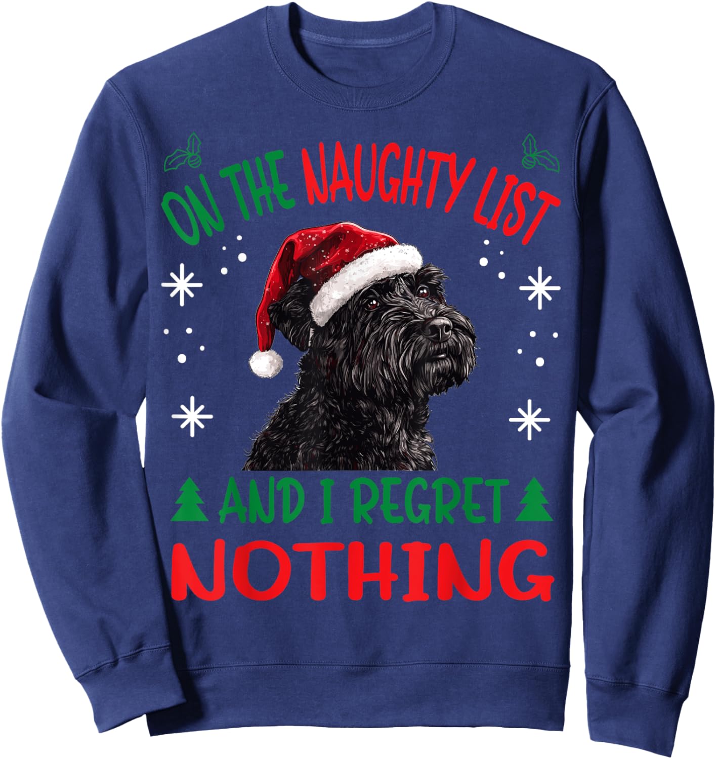 Cute Bouvier Des Flandres Dog Christmas On The Naughty List Sweatshirt - Sweatshirt | Navy