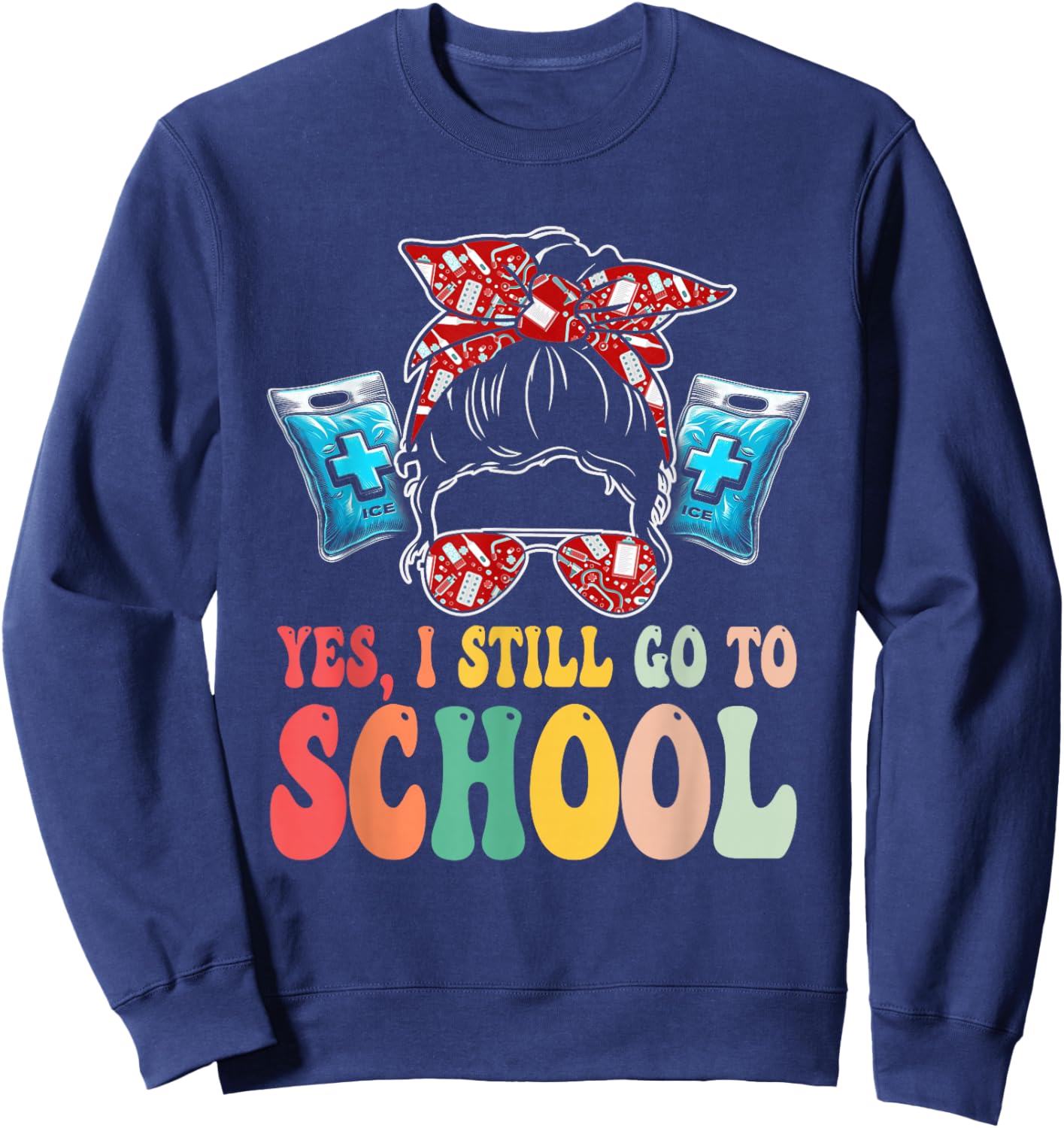 Funny School Nurse School Health Aide Sweatshirt - Sweatshirt | Navy