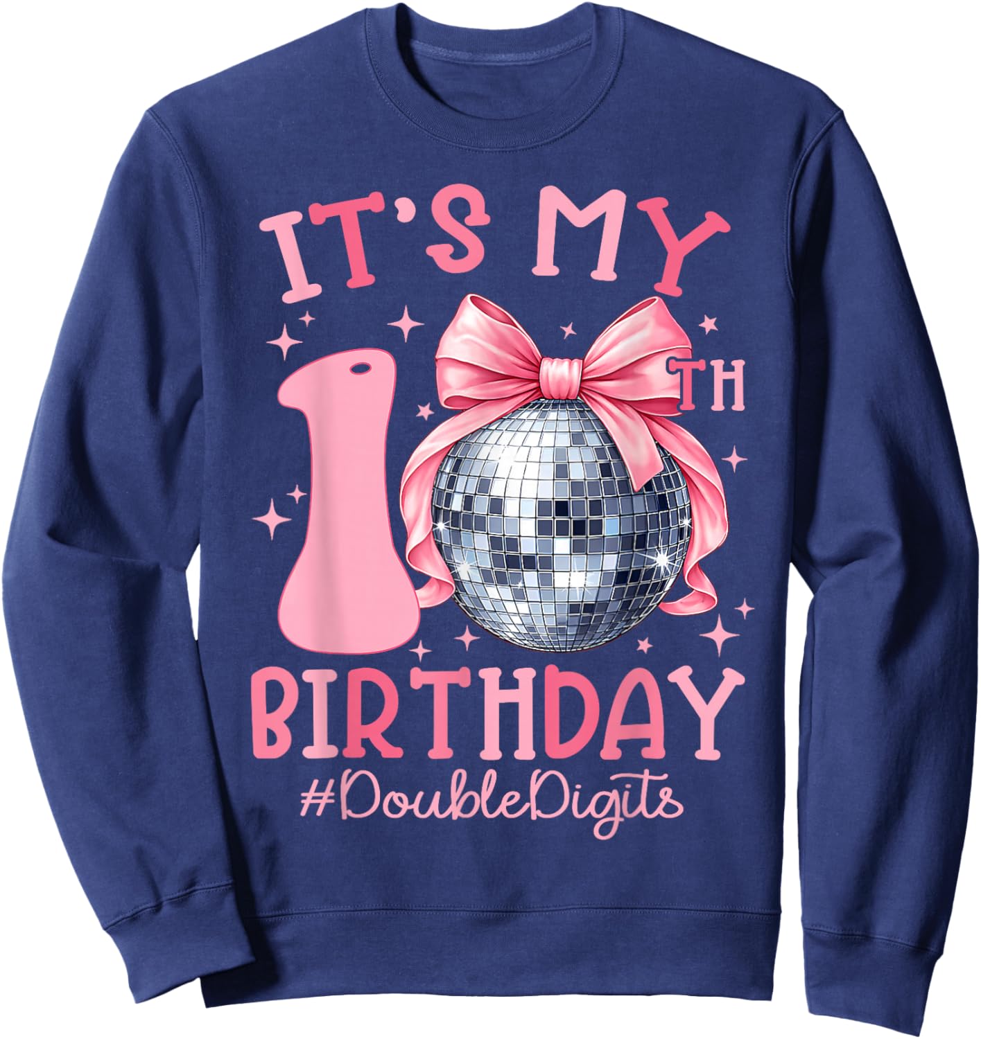 Cute It's My 10th Birthday Girl Coquette Bow Double Digits Sweatshirt - Sweatshirt | Navy