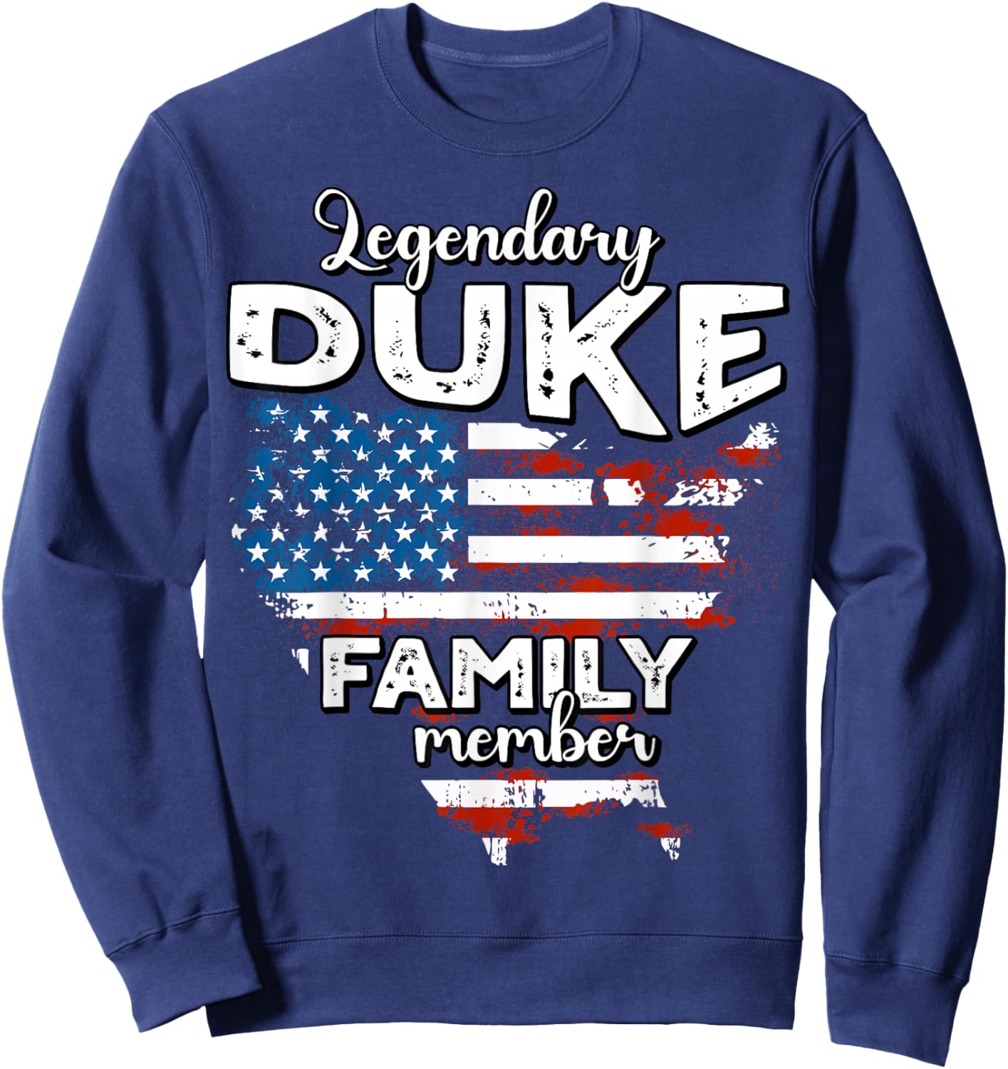 Duke Surname Duke US Flag Duke Last Name Duke Sweatshirt - Sweatshirt | Navy