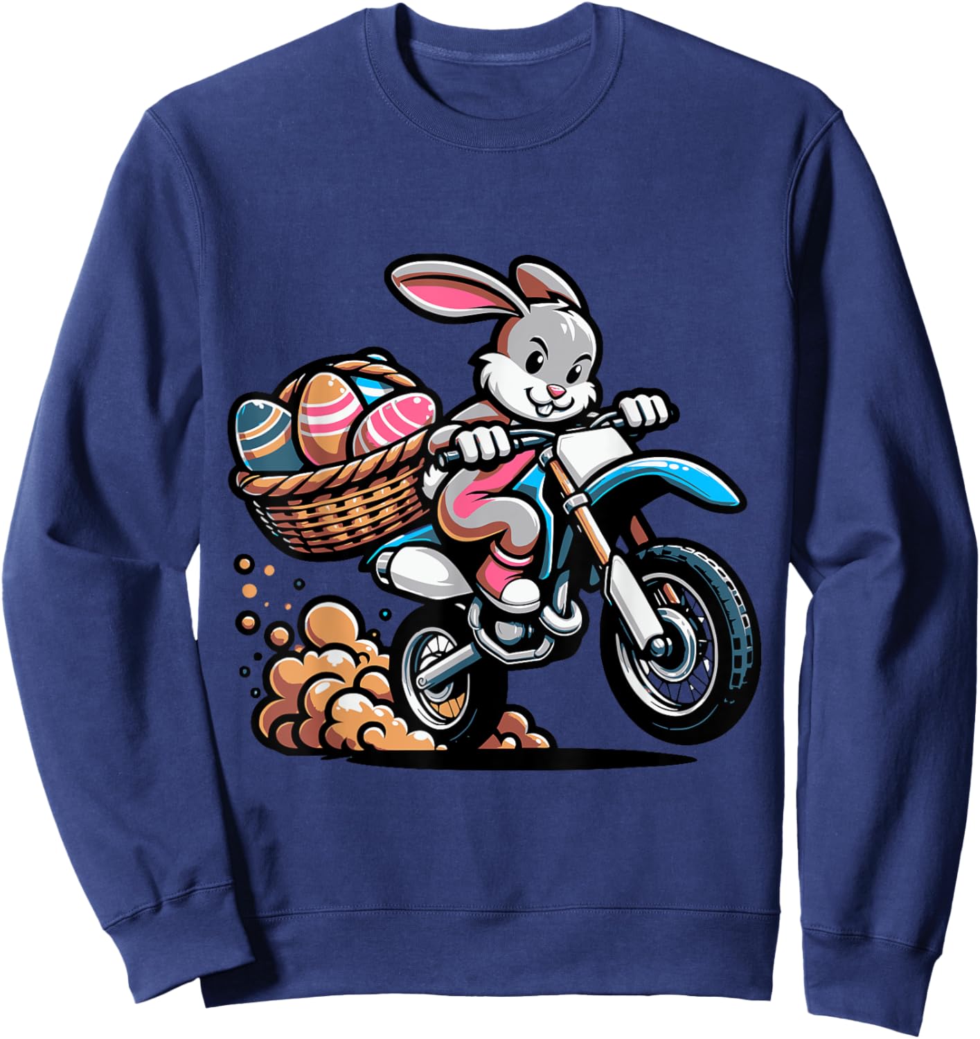 Cool Easter Bunny Motorcycle Happy Easter Day, Di Bike Rider Sweatshirt - Sweatshirt | Navy