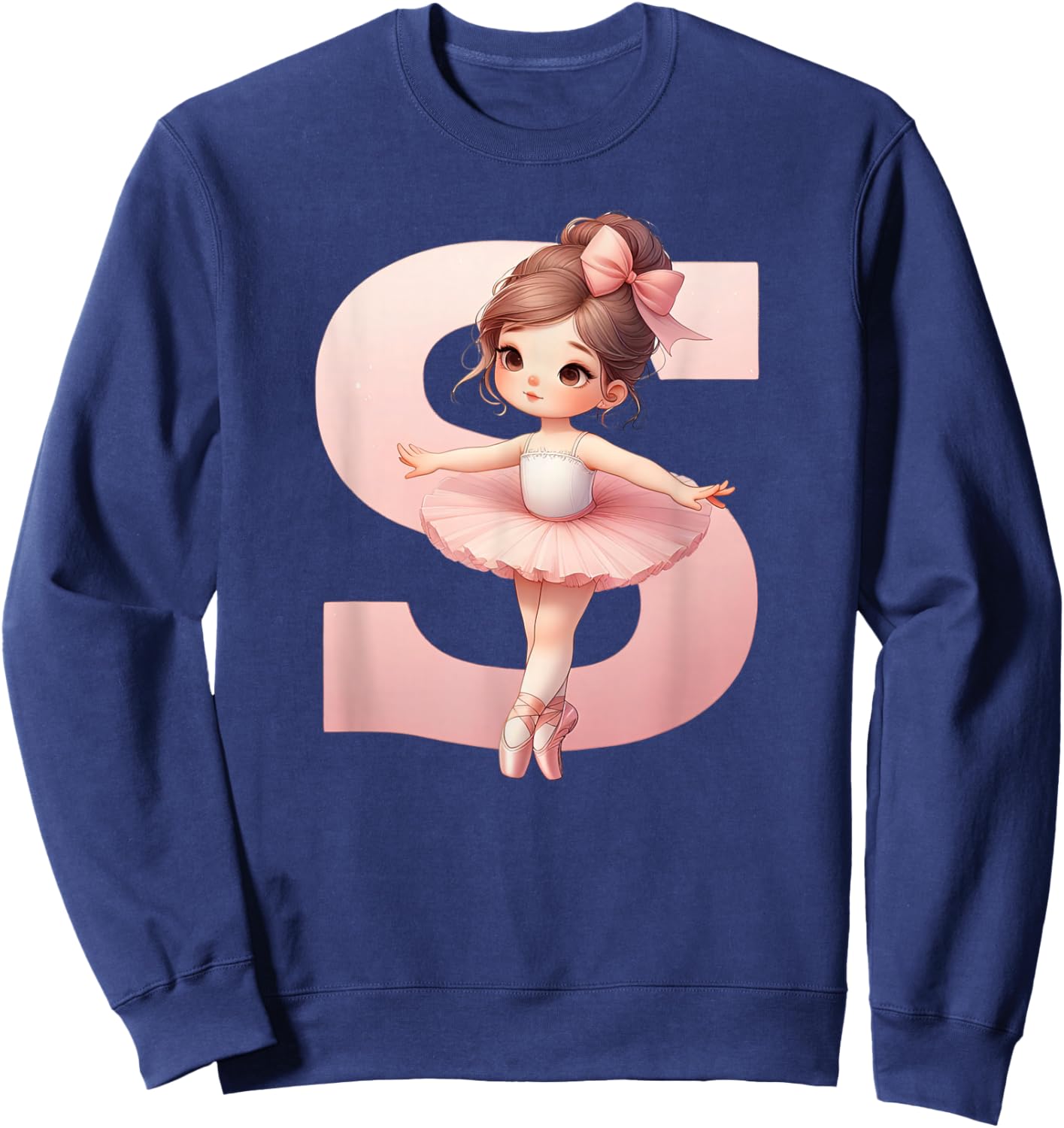 Ballerina Girl Dancing Name First Letter S Girly Tutu Ballet Sweatshirt - Sweatshirt | Navy