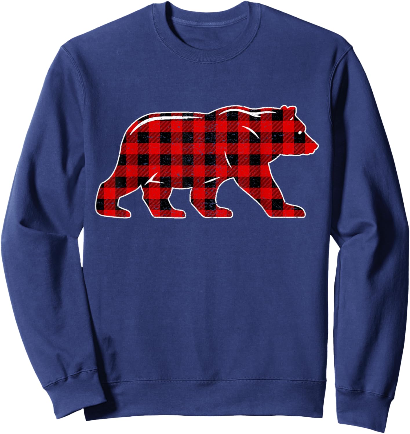 Red Buffalo Plaid Christmas Bear Pajama Sweater Women Men Sweatshirt - Sweatshirt | Navy