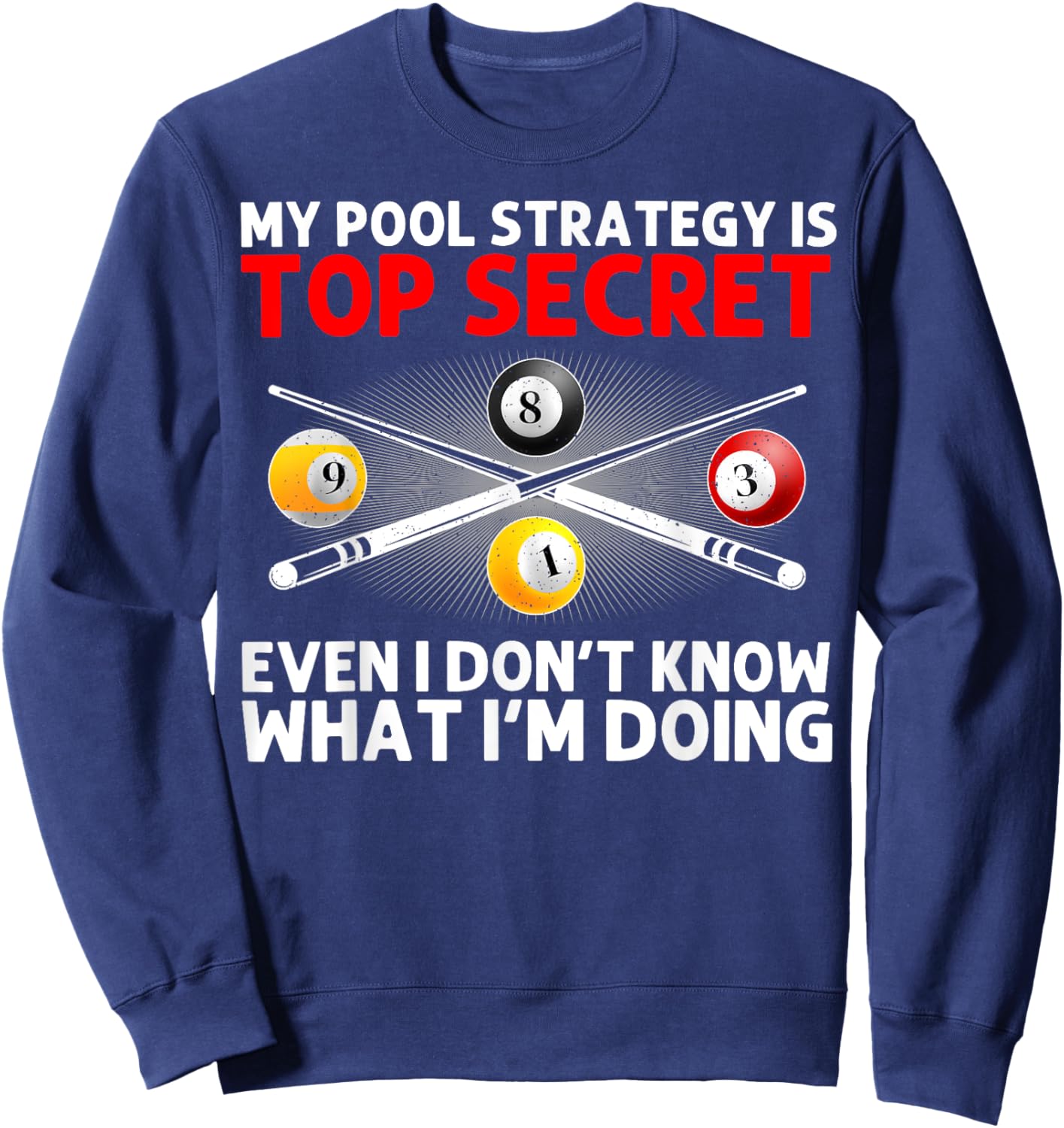 Best Pool Design Women Billiards Lover Pool Player Sweatshirt - Sweatshirt | Navy