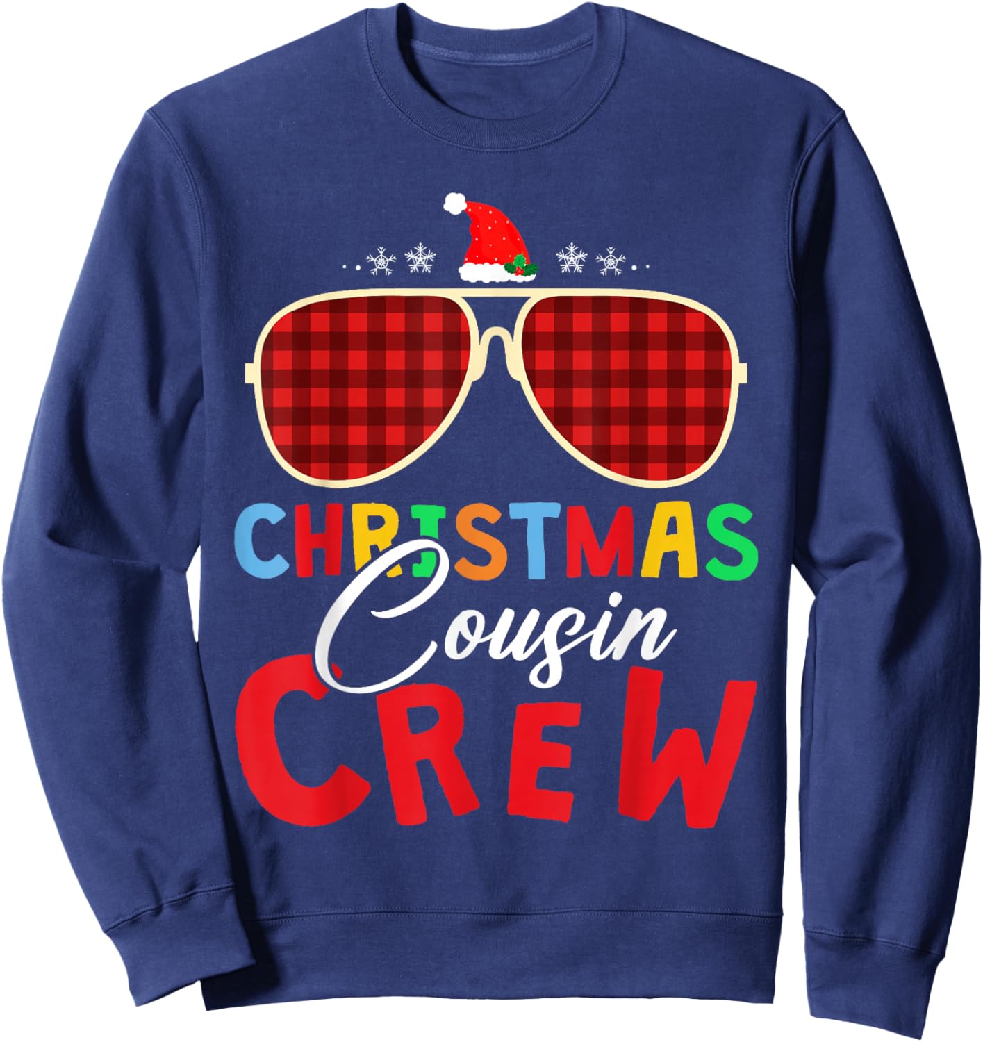 Christmas 2025 Cousin Crew Xmas Lights Funny Matching Pajama Sweatshirt - Sweatshirt | Navy