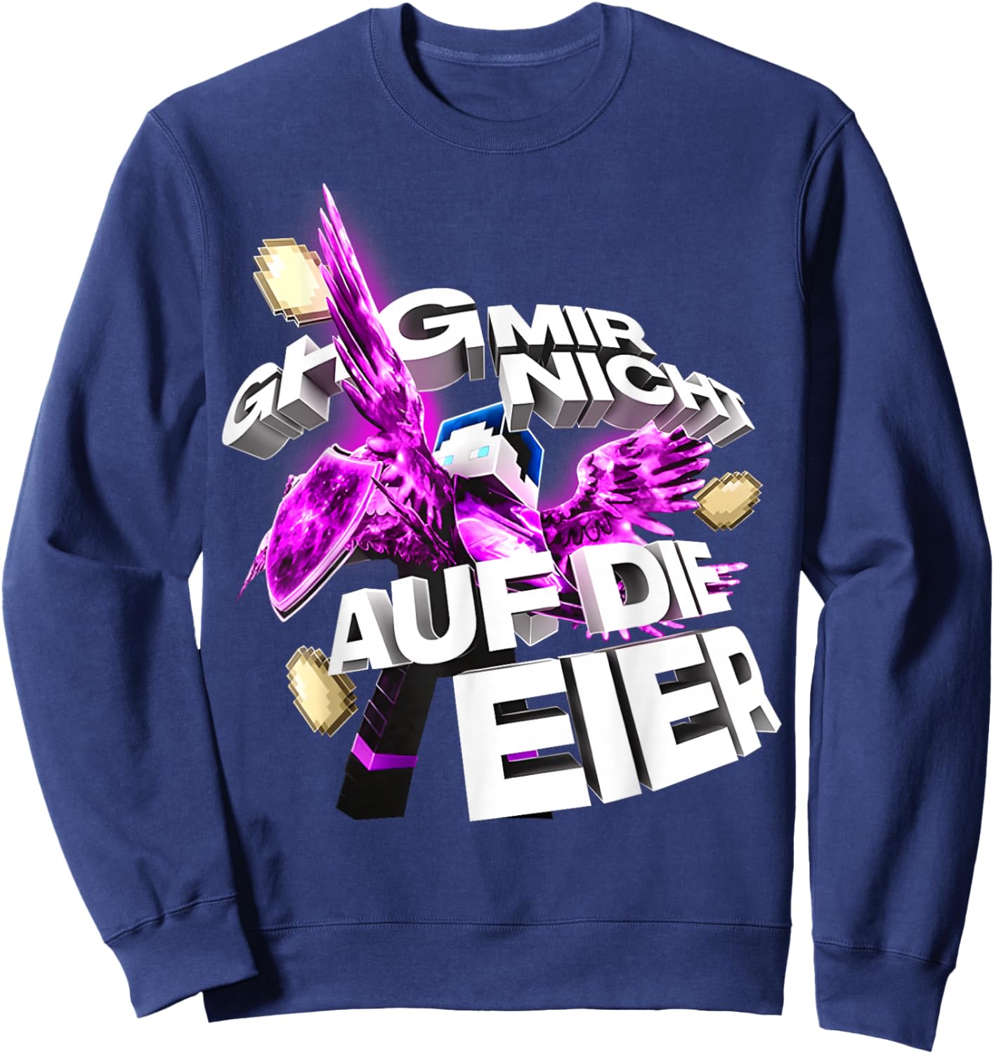 with German Text "Bastighg Mir Nicht Auf Die Eiermooig mies Drauf Nerven" [German Language] Sweatshirt - Sweatshirt | Navy