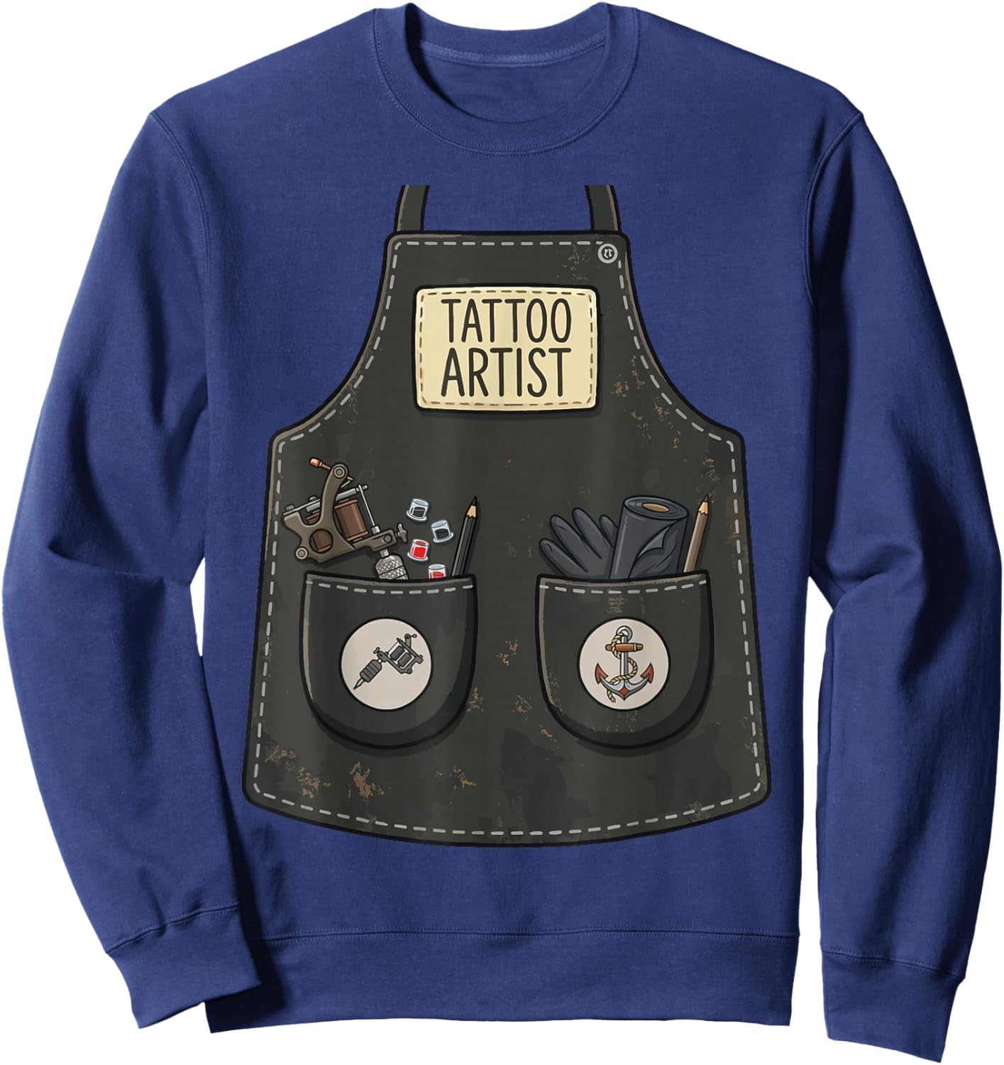 Tattoo Artist Funny Inked Tattooer Halloween Apron Costume Sweatshirt - Sweatshirt | Navy