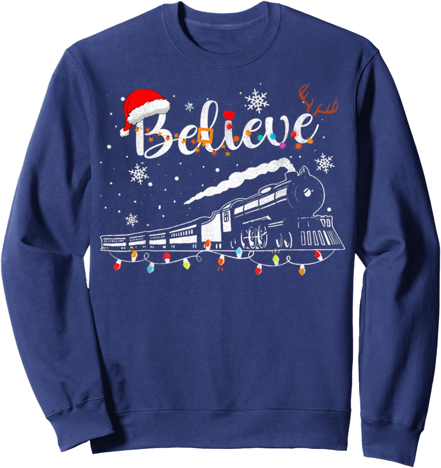 Christmas Train Christmas Believe Express Xmas Santa Sweatshirt - Sweatshirt | Navy