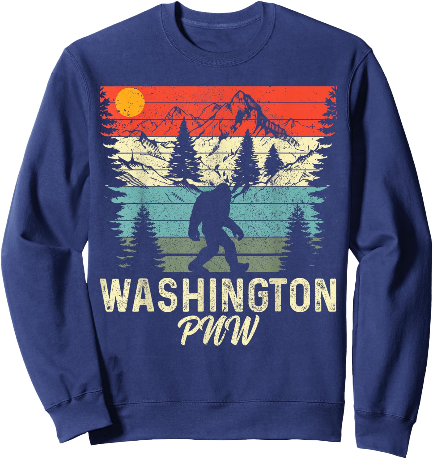 Washington PNW Bigfoot Vintage Pacific Northwest Sweatshirt - Sweatshirt | Navy