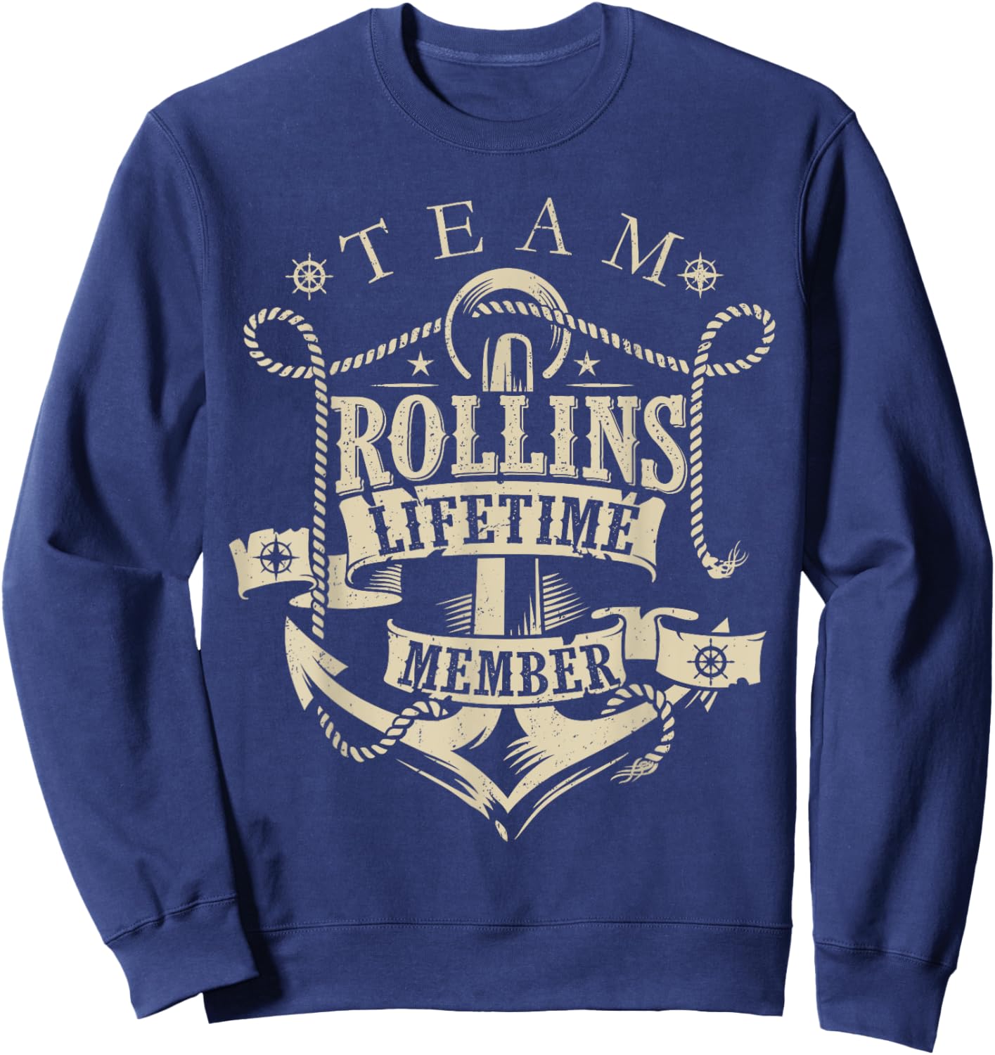 Team ROLLINS Lifetime Member Vintage ROLLINS Family Name Sweatshirt - Sweatshirt | Navy
