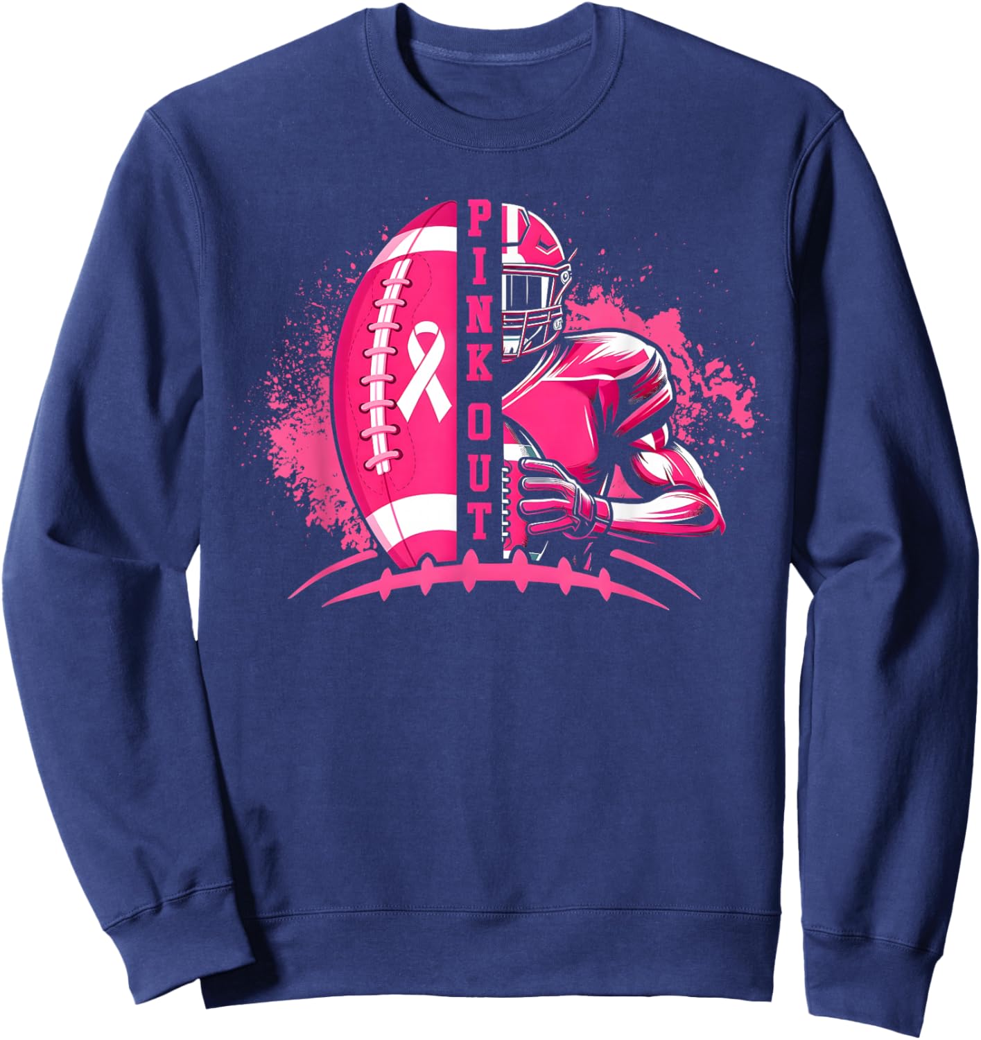 Football Pink Out Team Breast Cancer Awareness Month Sweatshirt - Sweatshirt | Navy