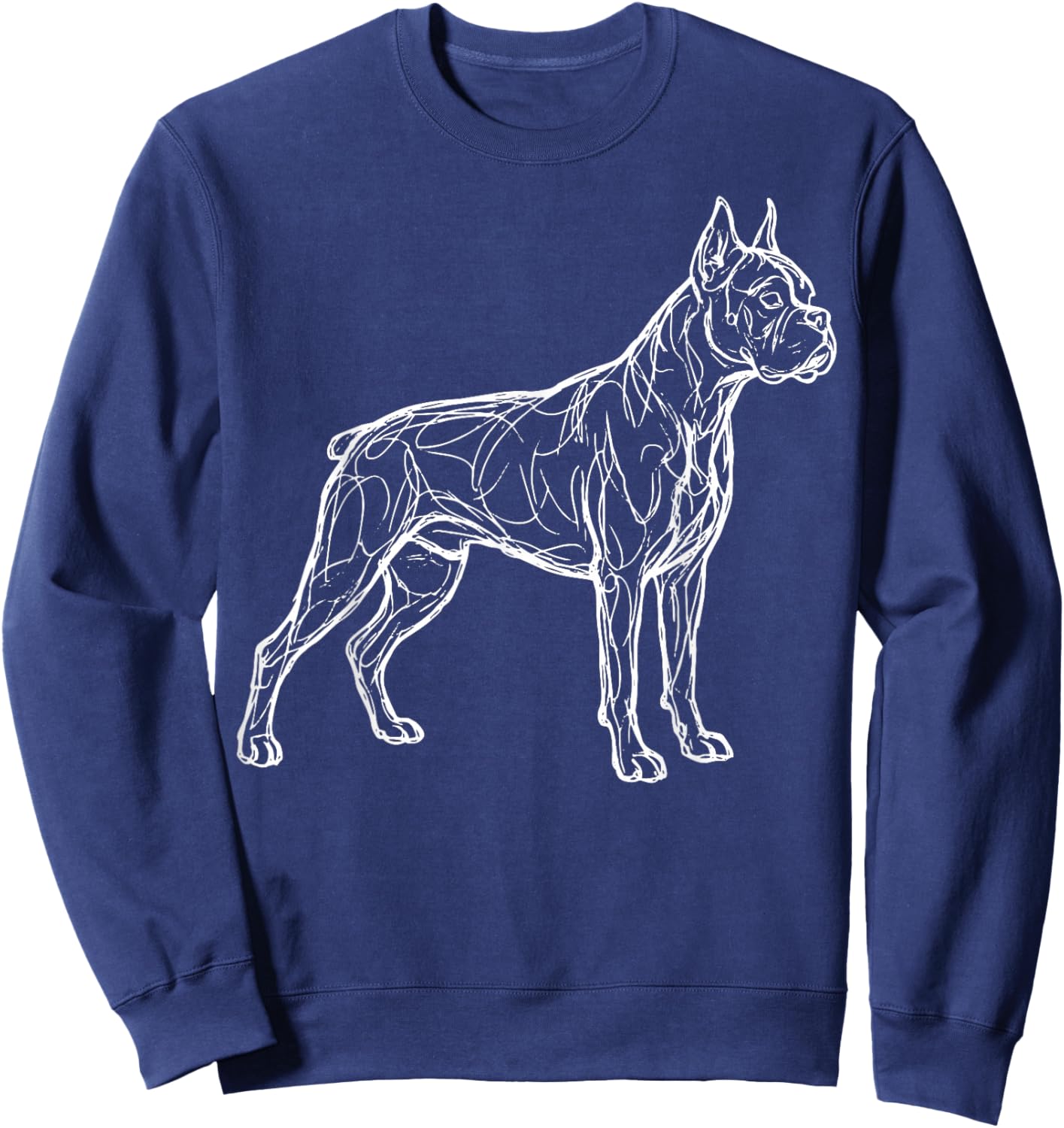Boxer Dog Line Art Sweatshirt - Sweatshirt | Navy