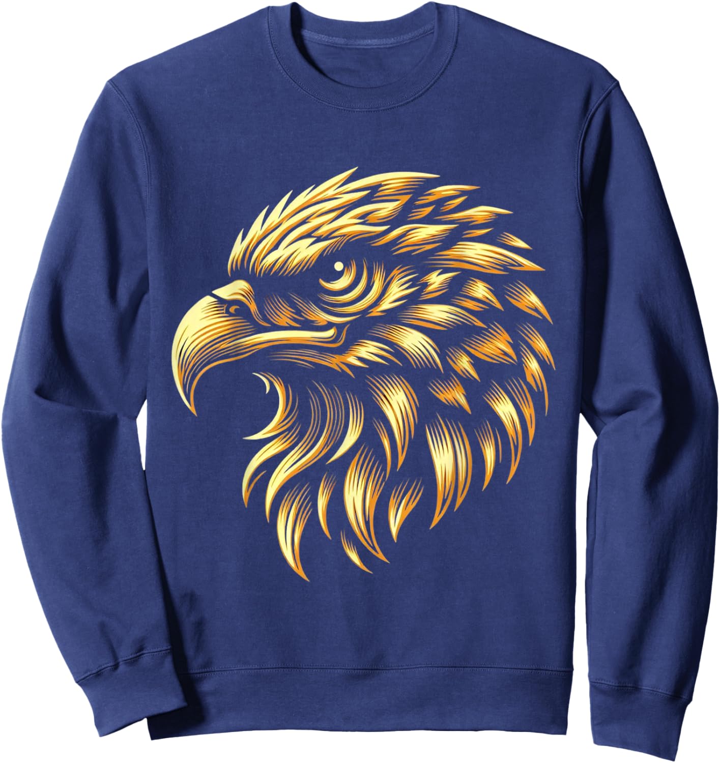 Golden American Bald Eagle Head Patriotic Design Sweatshirt - Sweatshirt | Navy