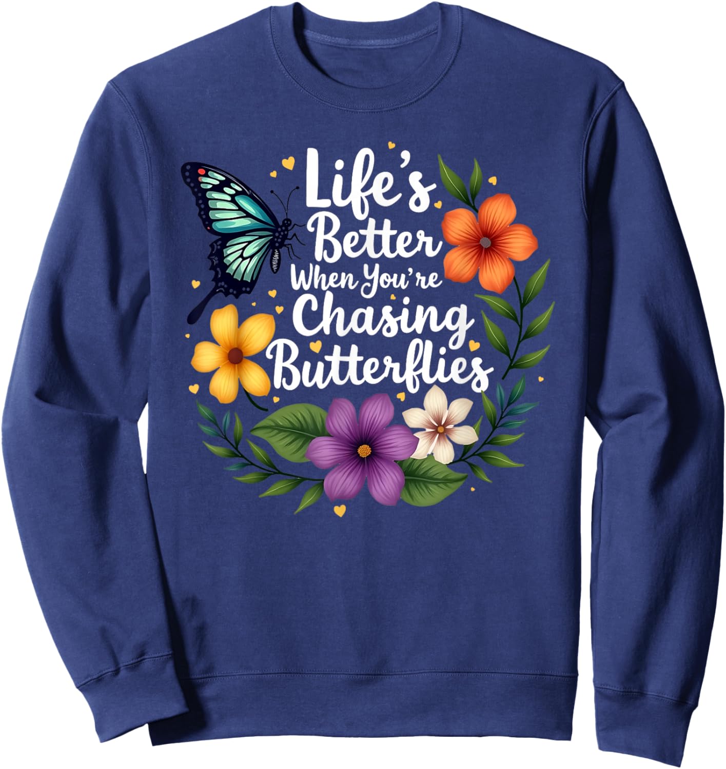 Butterfly Dreams Colorful Majestic Monarch Butterflies Sweatshirt - Sweatshirt | Navy