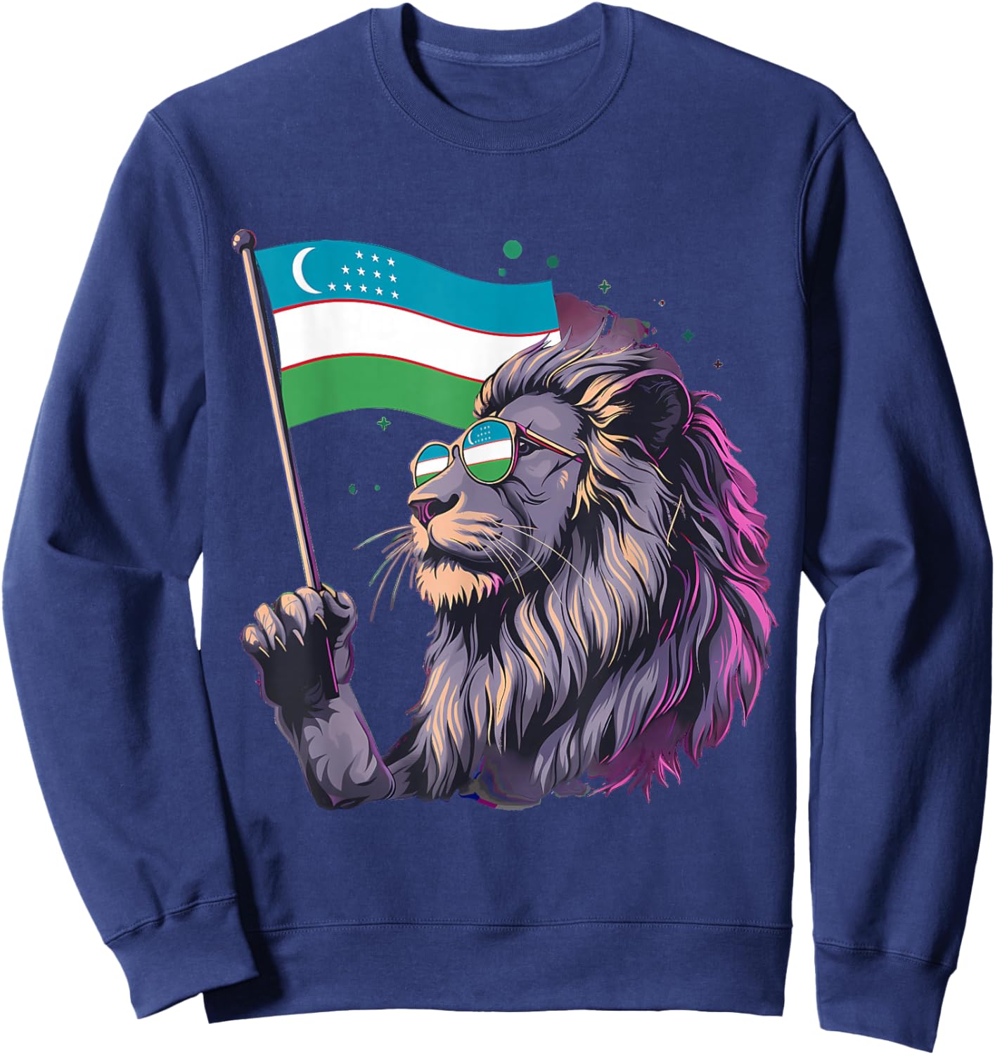 Uzbekistan Flag Lion Uzbek Roots Sweatshirt - Sweatshirt | Navy