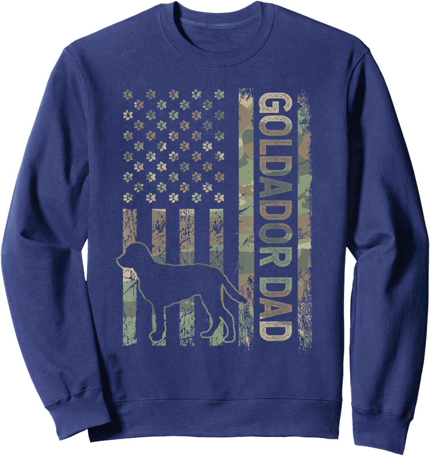 Patriotic Goldador Dad USA Flag Camo Crossbreed Lover Sweatshirt - Sweatshirt | Navy